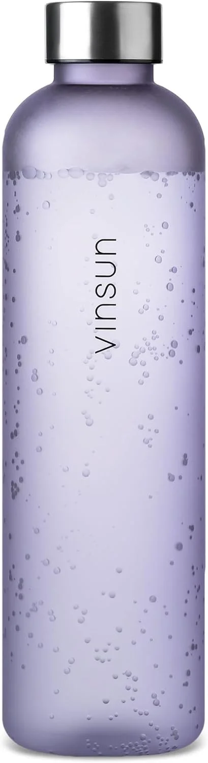 بطری نوشیدنی VINSUN یک لیتری بنفش - قابل استفاده مجدد، مناسب برای نوشیدنی های گازدار، بدون BPA، تریتان - بطری آب سبک وزن برای ورزش، فضای باز، مدرسه، دانشگاه، دوچرخه، دفتر، باشگاه
