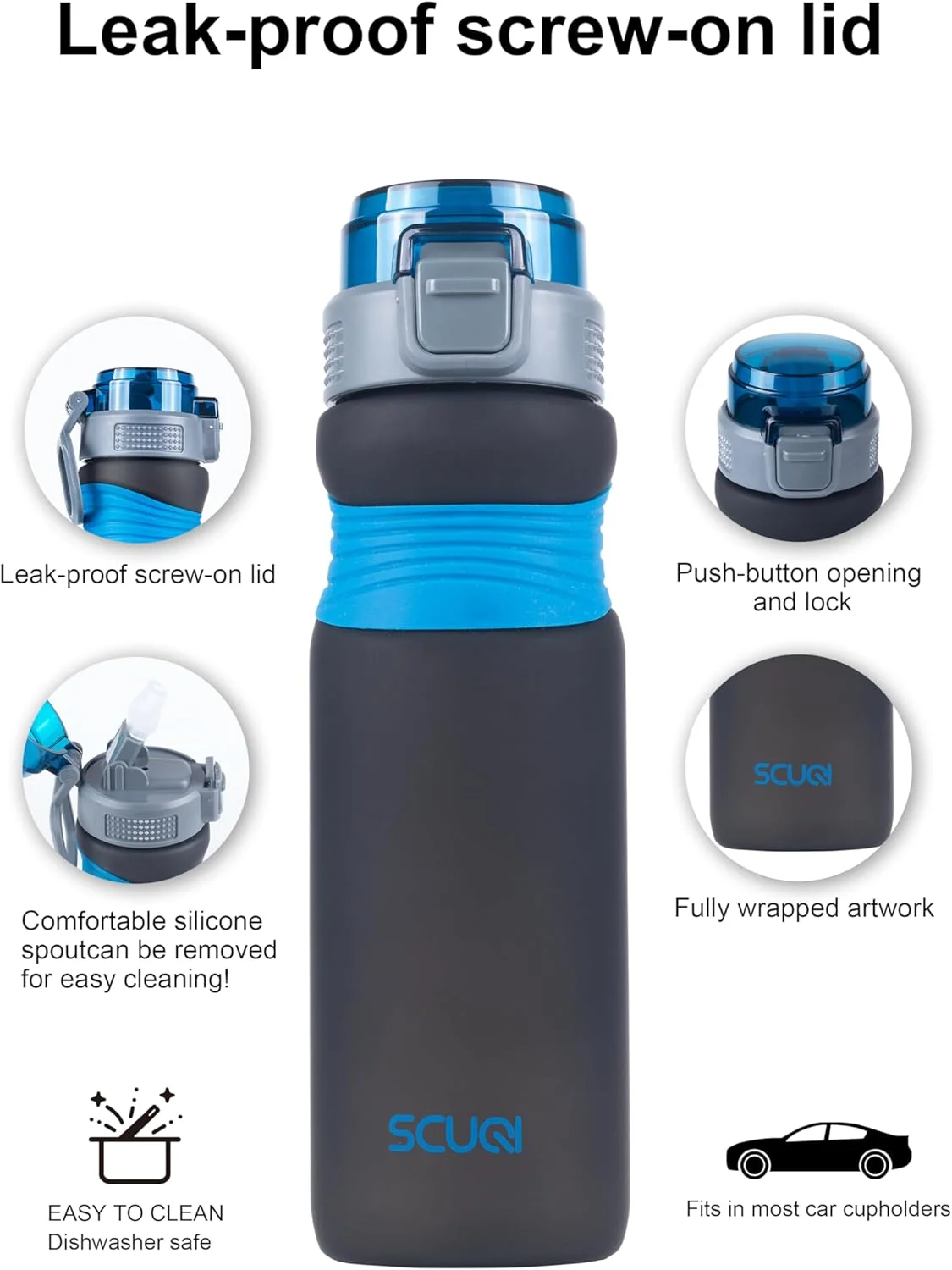 بطری آب Bottled Joy با نی، 800 میلی لیتر، بدون BPA، بطری آب انگیزشی با نشانگر زمان، قمقمه ورزشی، بطری نوشیدنی با سگک ضد نشت برای تناسب اندام (خاکستری-آبی) بطری آب Bottled Joy با نی، 800 میلی لیتر، بدون BPA، بطری آب انگیزشی با نشانگر زمان، قمقمه ورزشی، بطری نوشیدنی با سگک ضد نشت برای تناسب اندام (خاکستری-آبی)