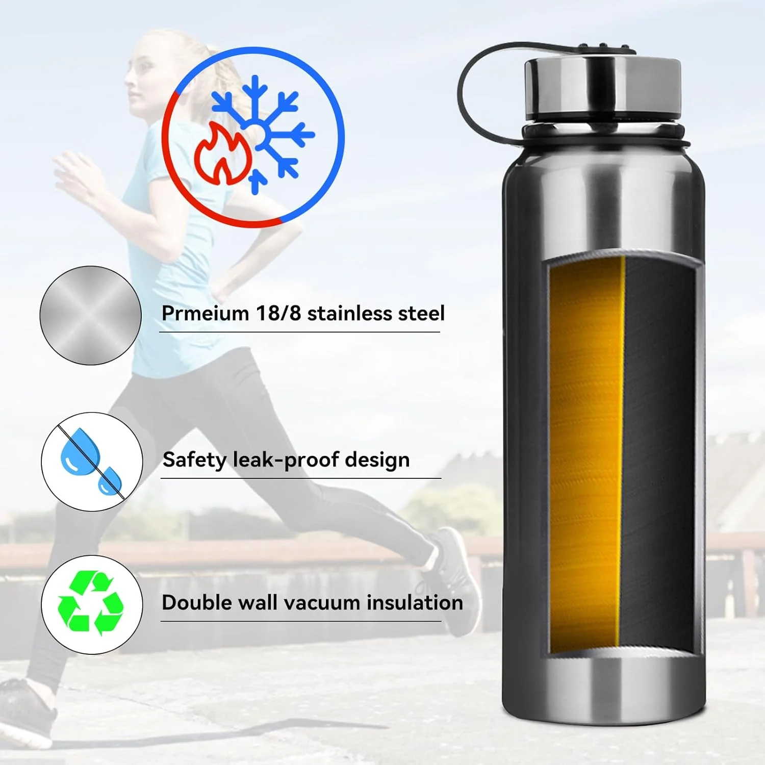 قمقمه آب فلزی وروس 1.5 لیتری، فلاسک استیل ضد زنگ، قمقمه ورزشی ضد نشت برای دویدن، باشگاه، دوچرخه سواری با ابعاد مختلف (نقره ای، 1.5 لیتر (33x9 سانتی متر)) قمقمه آب فلزی وروس 1.5 لیتری، فلاسک استیل ضد زنگ، قمقمه ورزشی ضد نشت برای دویدن، باشگاه، دوچرخه سواری با ابعاد مختلف (نقره ای، 1.5 لیتر (33x9 سانتی متر))