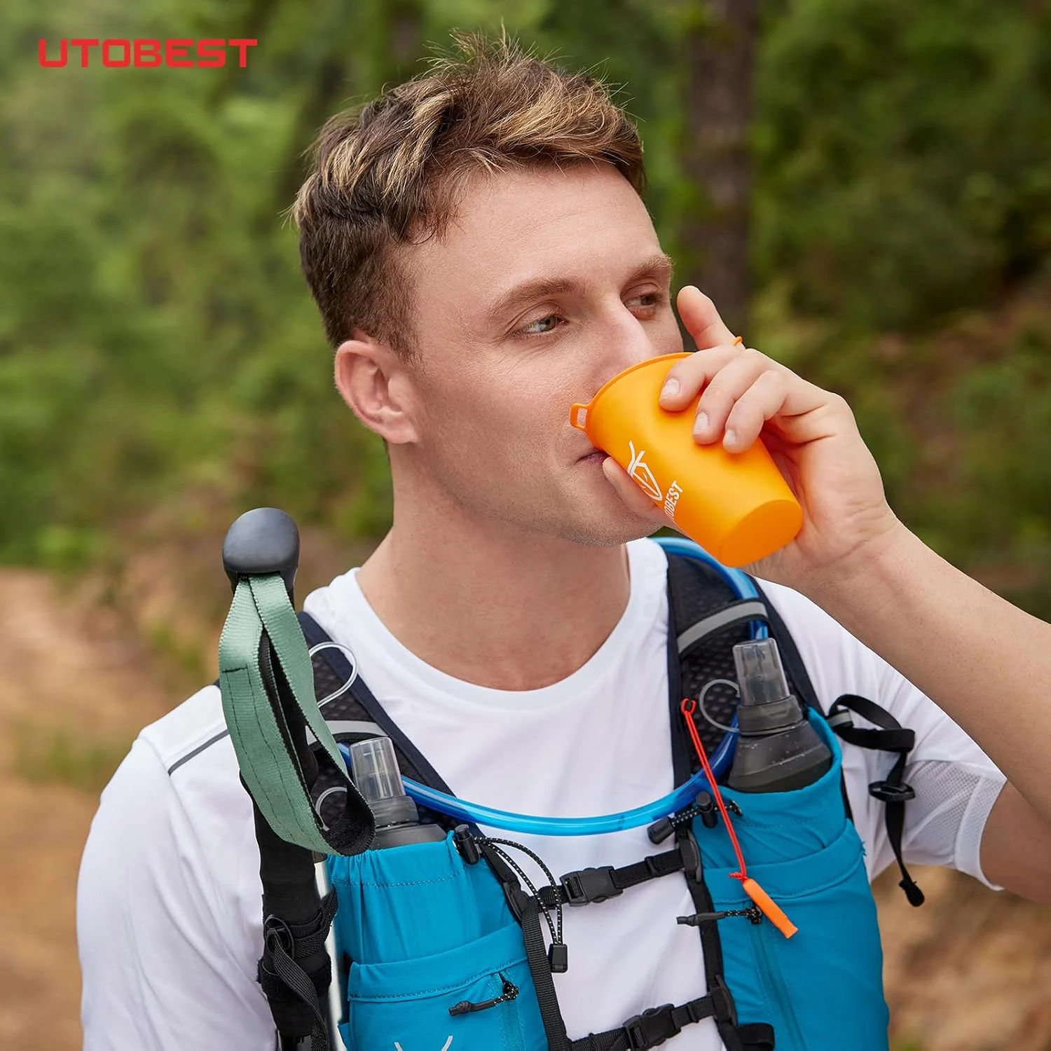 لیوان قمقمه نرم تاشو UTOBEST، بطری تاشو TPU، لیوان مسابقه قابل حمل و استفاده مجدد برای دویدن، پیاده روی، دوچرخه سواری، 200 میلی لیتر، 2 عدد