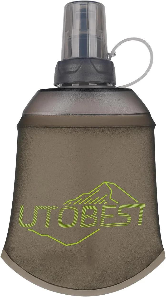 قمقمه آب نرم 150 میلی لیتری UTOBEST - قمقمه نرم تاشو - ضد نشت، تاشو، TPU درجه مواد غذایی، بدون BPA، تمیز کردن آسان، قمقمه آب دستی برای پیاده روی، دوچرخه سواری، کوهنوردی، ماراتن