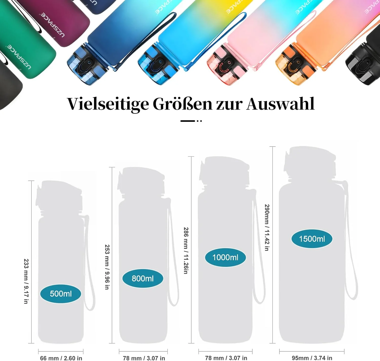 بطری آب ورزشی UZSPACE، پلاستیک تریتان بدون BPA، ضد نشت، مناسب برای مسافرت، باشگاه، فیتنس، دویدن و مدرسه (صورتی و فیروزه ای، 500 میلی لیتر) بطری آب ورزشی UZSPACE، پلاستیک تریتان بدون BPA، ضد نشت، مناسب برای مسافرت، باشگاه، فیتنس، دویدن و مدرسه (صورتی و فیروزه ای، 500 میلی لیتر)