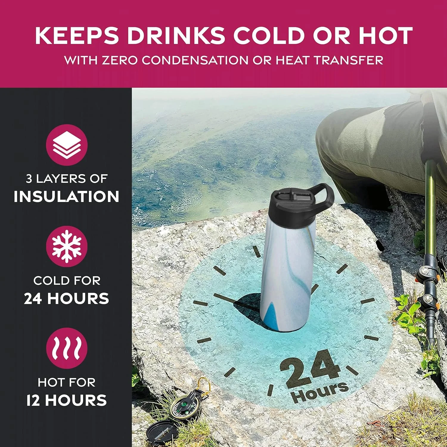 بطری آب سه جداره عایق بندی شده با نی - بطری فلزی استیل ضد زنگ با 3 درب ضد نشت - برای مسافرت، مدرسه، ورزش، باشگاه / مردان، زنان و کودکان (مرمر آبی نفیس، 750 میلی لیتر) بطری آب سه جداره عایق بندی شده با نی - بطری فلزی استیل ضد زنگ با 3 درب ضد نشت - برای مسافرت، مدرسه، ورزش، باشگاه / مردان، زنان و کودکان (مرمر آبی نفیس، 750 میلی لیتر)