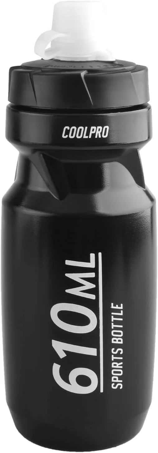 قمقمه آب ورزشی دوچرخه سواری TRIWONDER، قمقمه فشاری بدون BPA مناسب دوچرخه سواری کوهستانی و جاده ای (مشکی، 610 میلی لیتر)