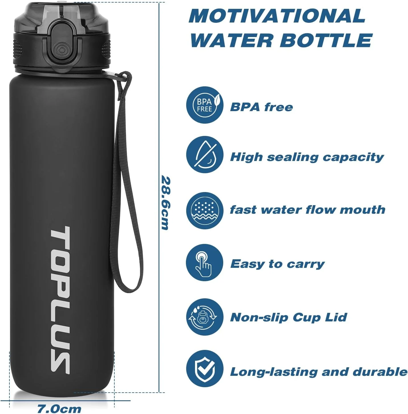 بطری آب ورزشی تاپلاس 1 لیتری، بطری آب پلاستیکی تریتان بدون BPA برای نوجوانان، بزرگسالان، ورزش، پیاده روی، باشگاه، تناسب اندام، فعالیت های خارج از منزل، دوچرخه سواری، مدرسه و دفتر، مشکی بطری آب ورزشی تاپلاس 1 لیتری، بطری آب پلاستیکی تریتان بدون BPA برای نوجوانان، بزرگسالان، ورزش، پیاده روی، باشگاه، تناسب اندام، فعالیت های خارج از منزل، دوچرخه سواری، مدرسه و دفتر، مشکی