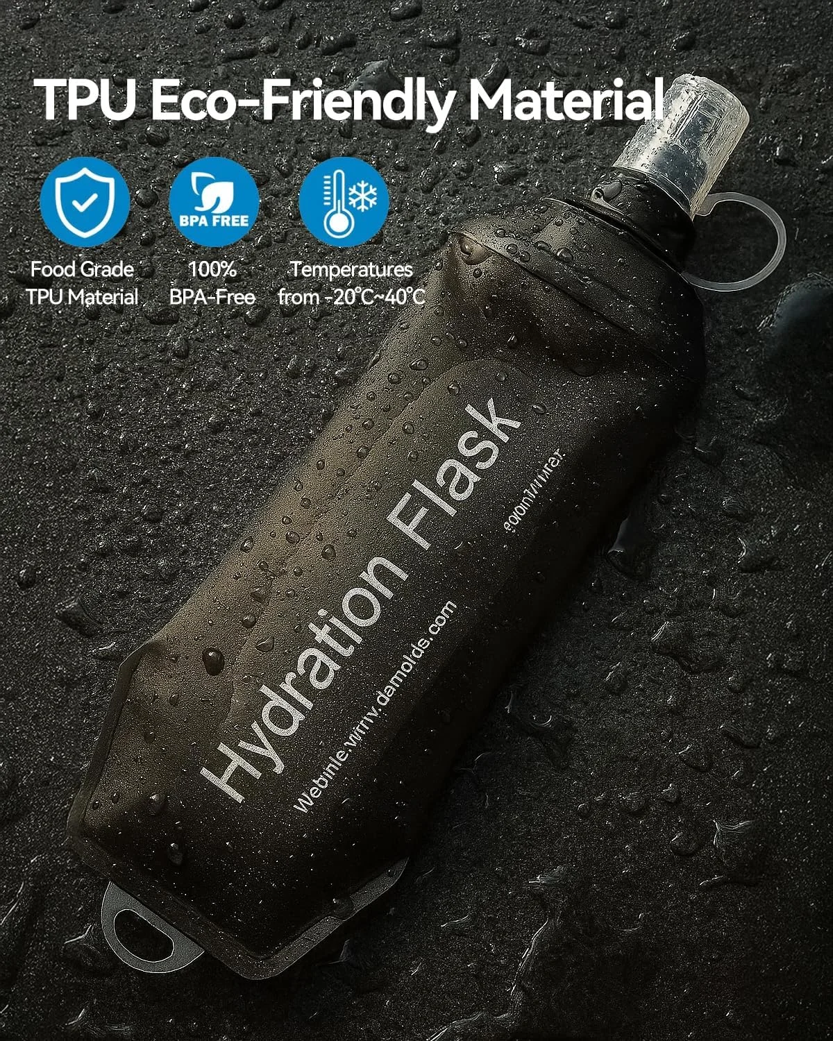 قمقمه تاشو TPU نرم T Tersely، بسته 2 عددی، 500 میلی لیتر، قمقمه آبرسانی برای دویدن، بطری آب تاشو نرم برای بسته آبرسانی، دویدن، پیاده روی، دوچرخه سواری، ماراتن (خاکستری)