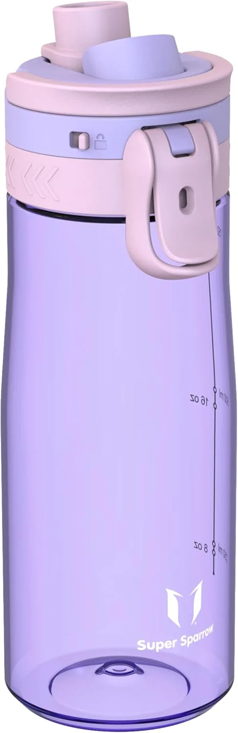 بطری آب سوپر اسپارو تریتان، 750 میلی لیتر، بدون BPA، بطری ورزشی ایده آل، بطری های نوشیدنی TouchGulp با جریان سریع تک کلیک، سبک وزن، پایدار