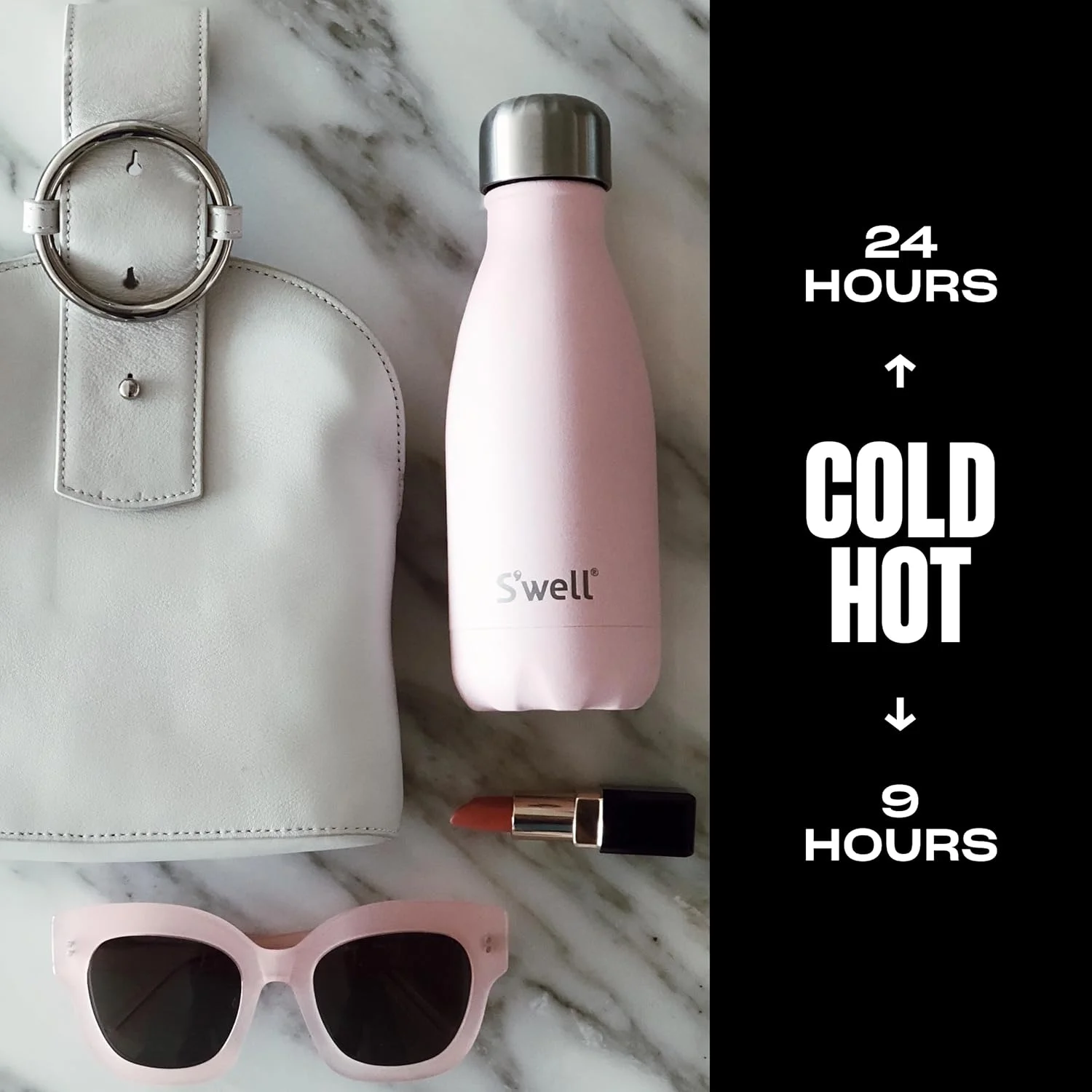 بطری آب استیل ضد زنگ عایق خلاء S'well، 9 اونس، 10009-A18-06465 بطری آب استیل ضد زنگ عایق خلاء S'well، 9 اونس، 10009-A18-06465