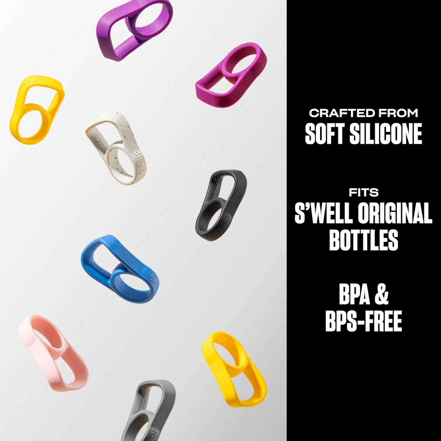 دستگیره بطری S'well، مناسب برای بطری های اصلی 266، 502 و 739 میلی لیتری، رنگ مشکی، حمل راحت در حال حرکت، دارای گیره سیلیکونی انعطاف پذیر، فاقد BPA دستگیره بطری S'well، مناسب برای بطری های اصلی 266، 502 و 739 میلی لیتری، رنگ مشکی، حمل راحت در حال حرکت، دارای گیره سیلیکونی انعطاف پذیر، فاقد BPA