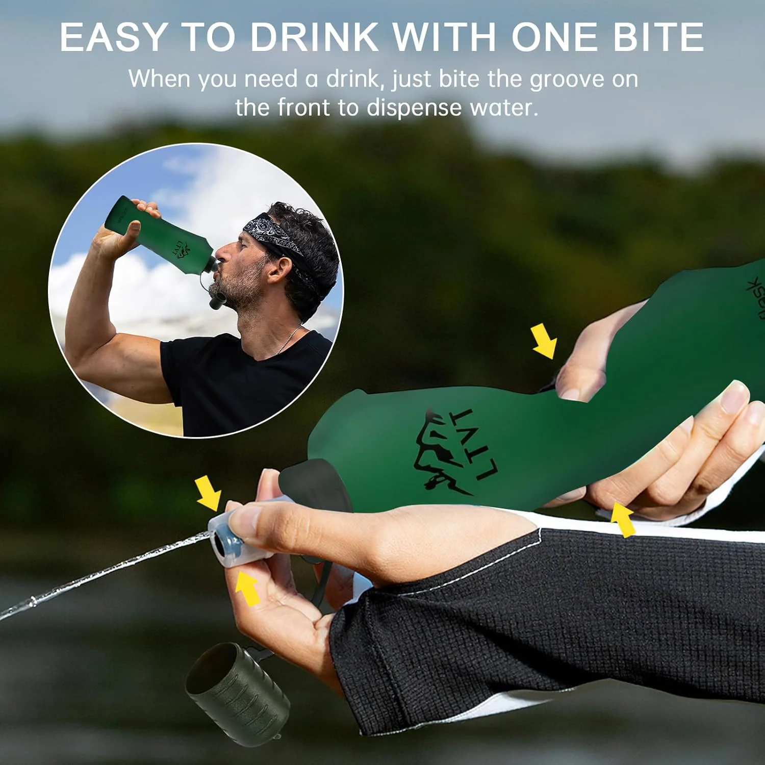 بطری آب تاشو، بطری آب TPU نرم، قمقمه نرم 500 میلی لیتر، بدون BPA برای دویدن، دوچرخه سواری، پیاده روی و کوهنوردی (سبز) بطری آب تاشو، بطری آب TPU نرم، قمقمه نرم 500 میلی لیتر، بدون BPA برای دویدن، دوچرخه سواری، پیاده روی و کوهنوردی (سبز)