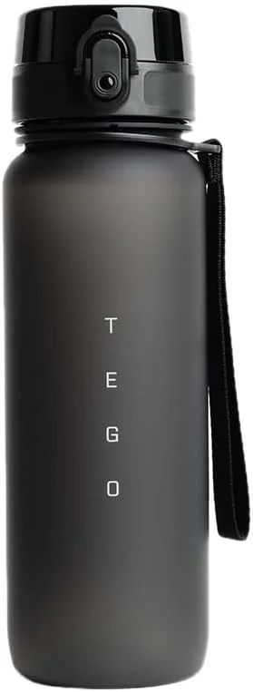 بطری آب TEGO Rise Tritan | درب قفل دار ایمن 800 میلی لیتری | بدون BPA، بادوام و مقاوم در برابر ضربه | بند مچی برای حمل آسان | نشانگر میزان آب | بطری آب برای باشگاه، دفتر، مسافرت (مشکی)