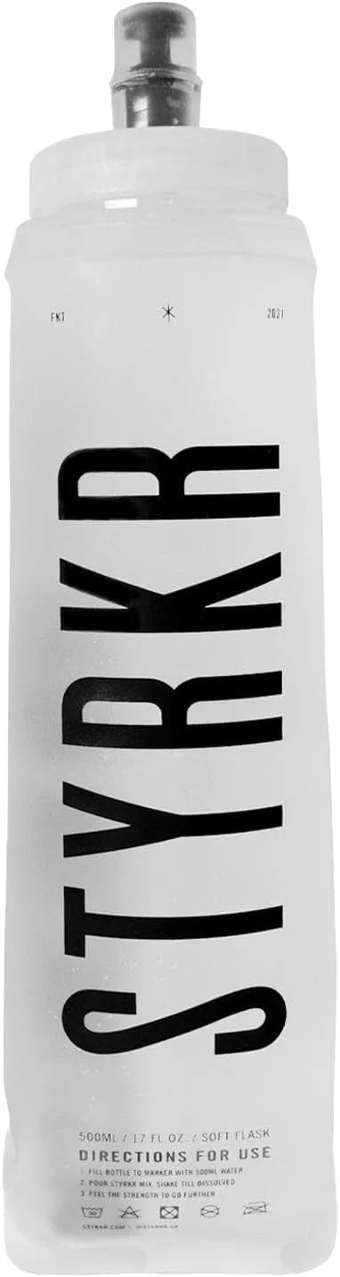 بطری آب نرم STYRKR 500 میلی لیتر، قمقمه ورزشی شفاف - تاشو و فشاری، دهانه گشاد و تمیز کردن آسان - مناسب دوچرخه سواری، ورزش یا باشگاه