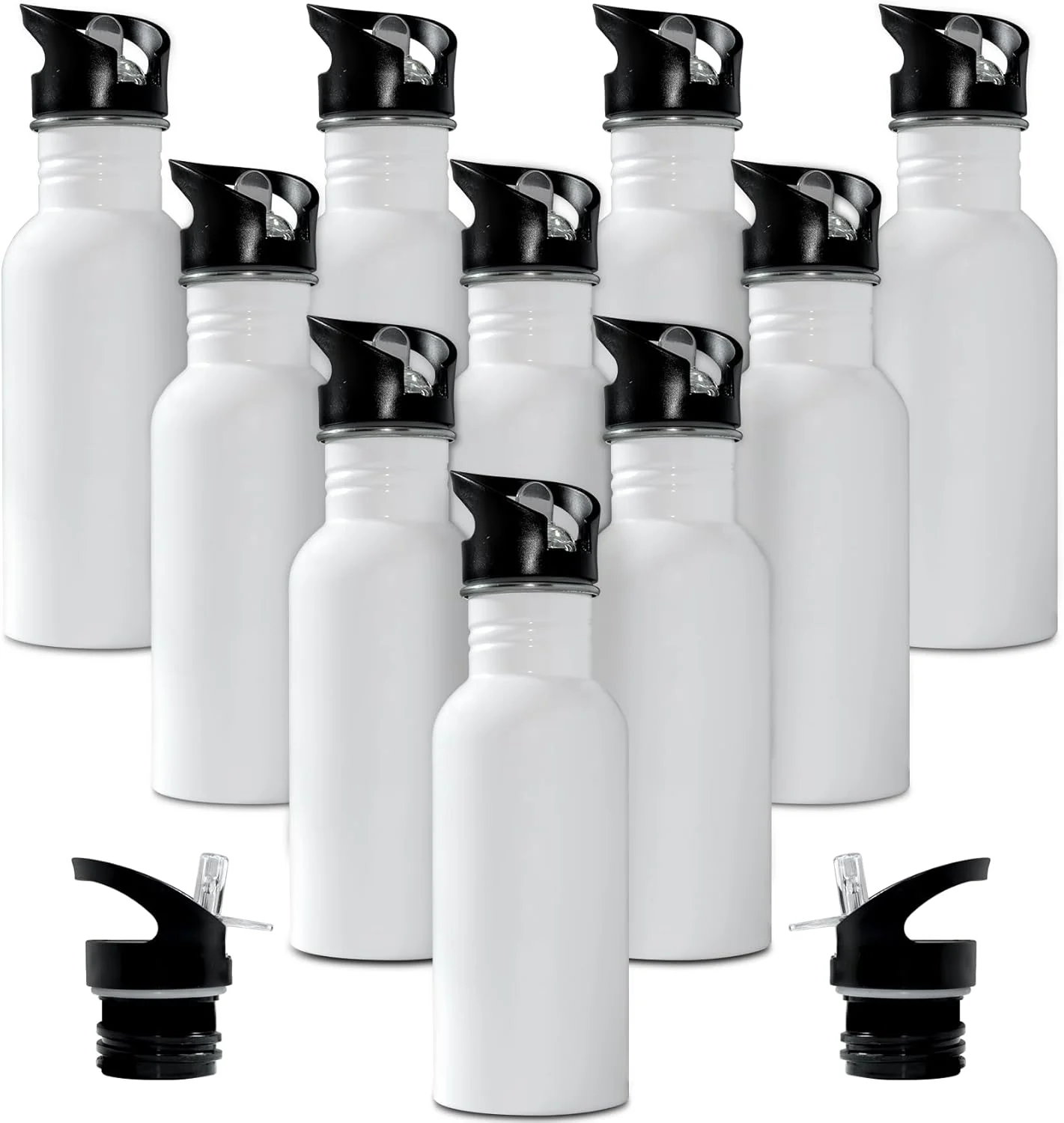 بطری آب آلومینیومی سابلیمیشن Sumex، بسته 10 عددی، بطری آب سفید 20 اونسی برای پرس سابلیمیشن