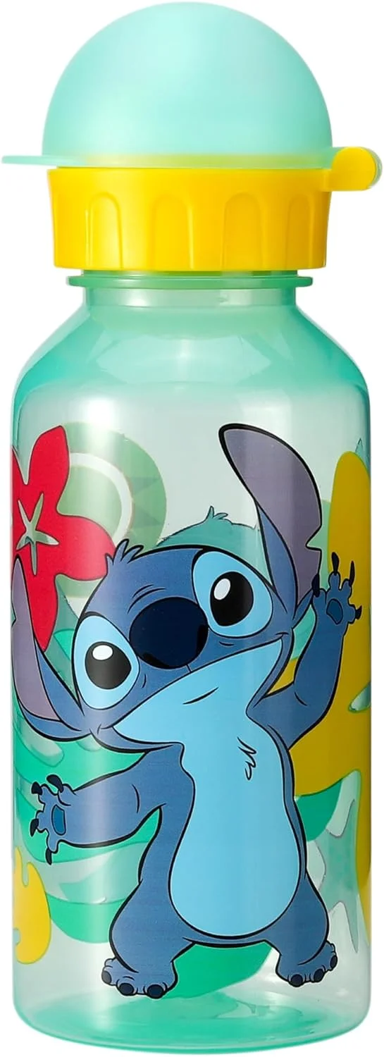 بطری آب 370 میلی لیتری طرح استیچ، مناسب کودکان، مدرسه، مهدکودک و مسافرت، ساخته شده از مواد بادوام، قابل استفاده مجدد و فاقد BPA