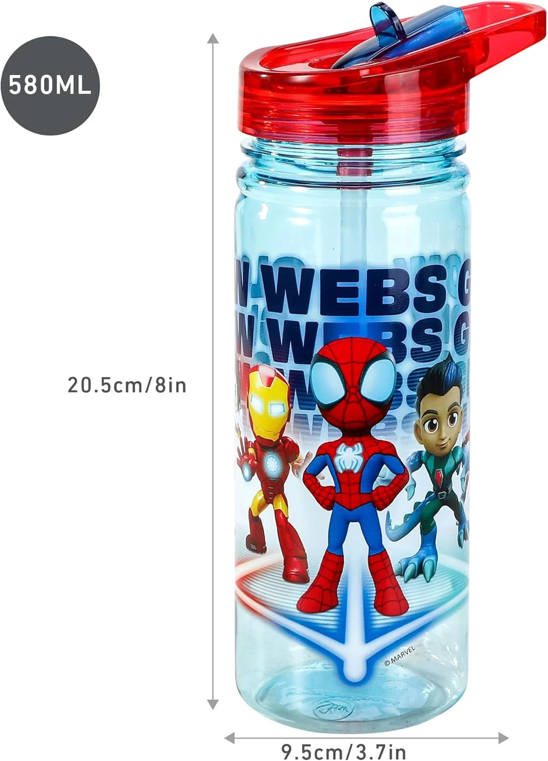 بطری آب 580 میلی لیتری اسپایدی و دوستان شگفت انگیزش، مناسب نوشیدنی مدرسه کودکان، ساخته شده از تریتان بادوام، قابل استفاده مجدد و بدون BPA بطری آب 580 میلی لیتری اسپایدی و دوستان شگفت انگیزش، مناسب نوشیدنی مدرسه کودکان، ساخته شده از تریتان بادوام، قابل استفاده مجدد و بدون BPA