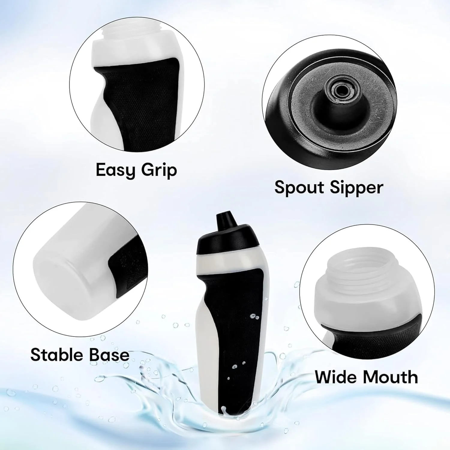 بطری آب ورزشی فشاری | بطری ارگونومیک و ضد نشت برای باشگاه، دوچرخه سواری، فوتبال و استفاده در فضای باز | بدون BPA، مشکی مات، 600 میلی لیتر | بطری آب بادوام و شیک برای کودکان و بزرگسالان بطری آب ورزشی فشاری | بطری ارگونومیک و ضد نشت برای باشگاه، دوچرخه سواری، فوتبال و استفاده در فضای باز | بدون BPA، مشکی مات، 600 میلی لیتر | بطری آب بادوام و شیک برای کودکان و بزرگسالان