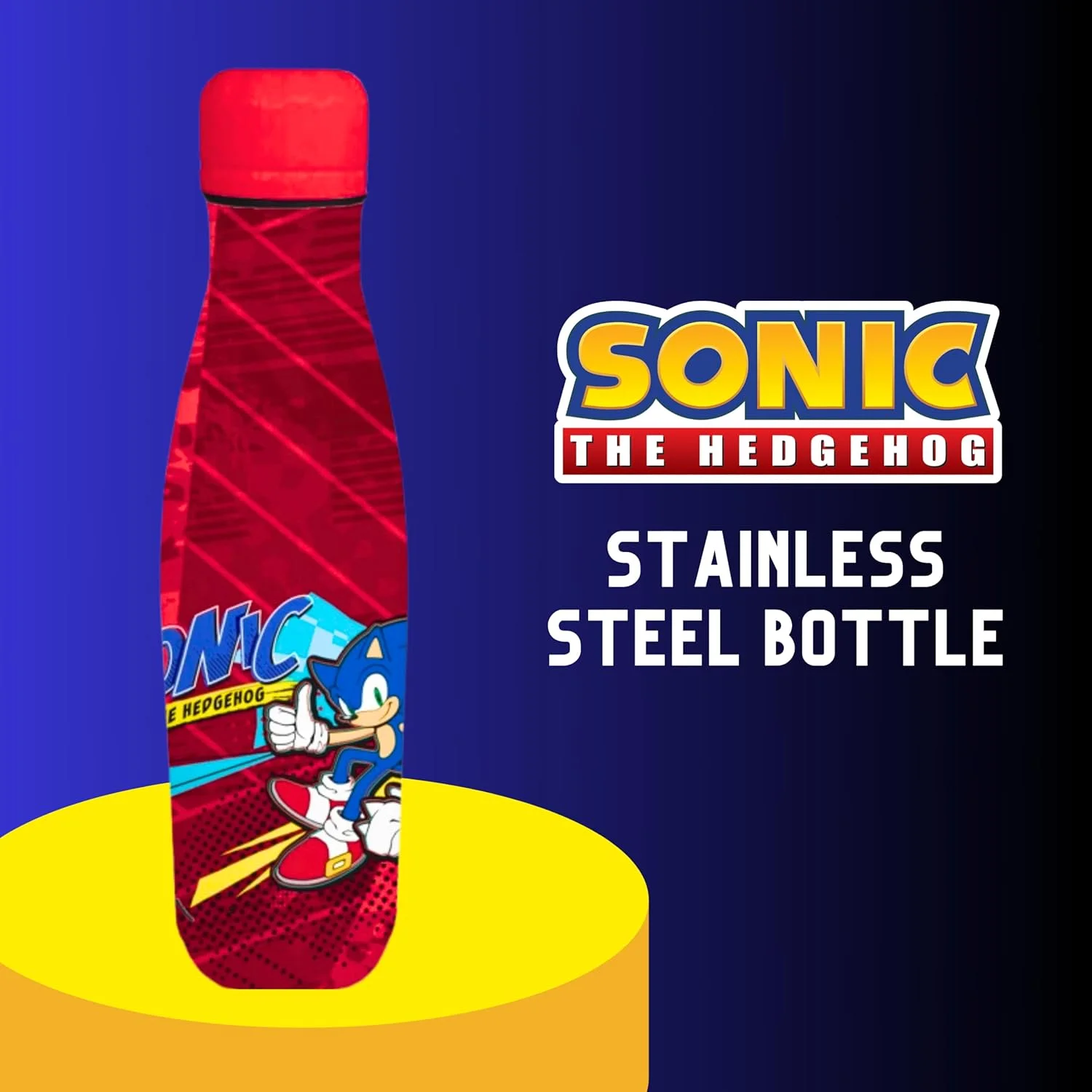 بطری آب سونیک خارپشت، بطری آب استیل ضد زنگ برای پسران، بطری مسافرتی، ظرفیت 500 میلی لیتر (قرمز) بطری آب سونیک خارپشت، بطری آب استیل ضد زنگ برای پسران، بطری مسافرتی، ظرفیت 500 میلی لیتر (قرمز)