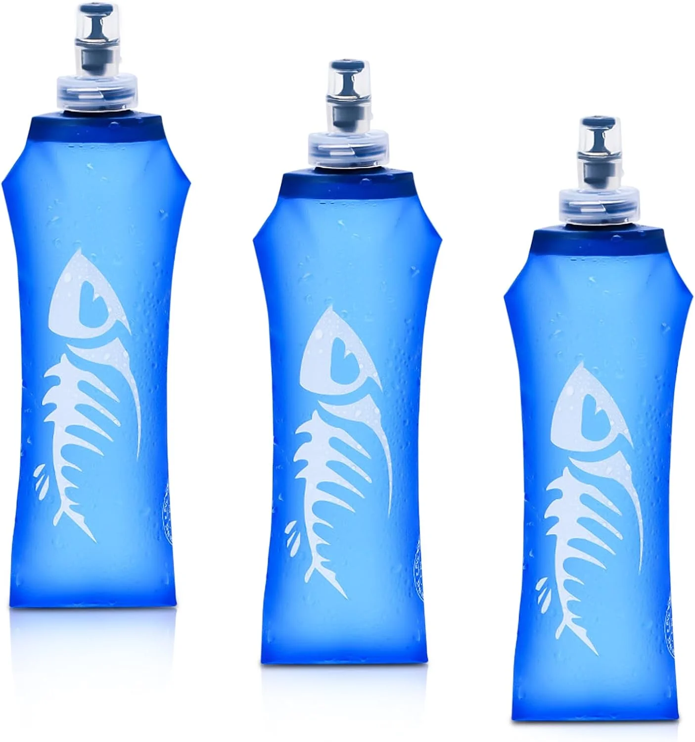 بطری های تاشو نوشیدنی: بسته 3 عددی، 500 میلی لیتر، قمقمه نرم، بطری ورزشی بدون BPA برای کوله پشتی هیدراتاسیون، بطری آب، تاشو برای دوچرخه سواری، پیاده روی، دویدن، ورزش های فضای باز (آبی A)