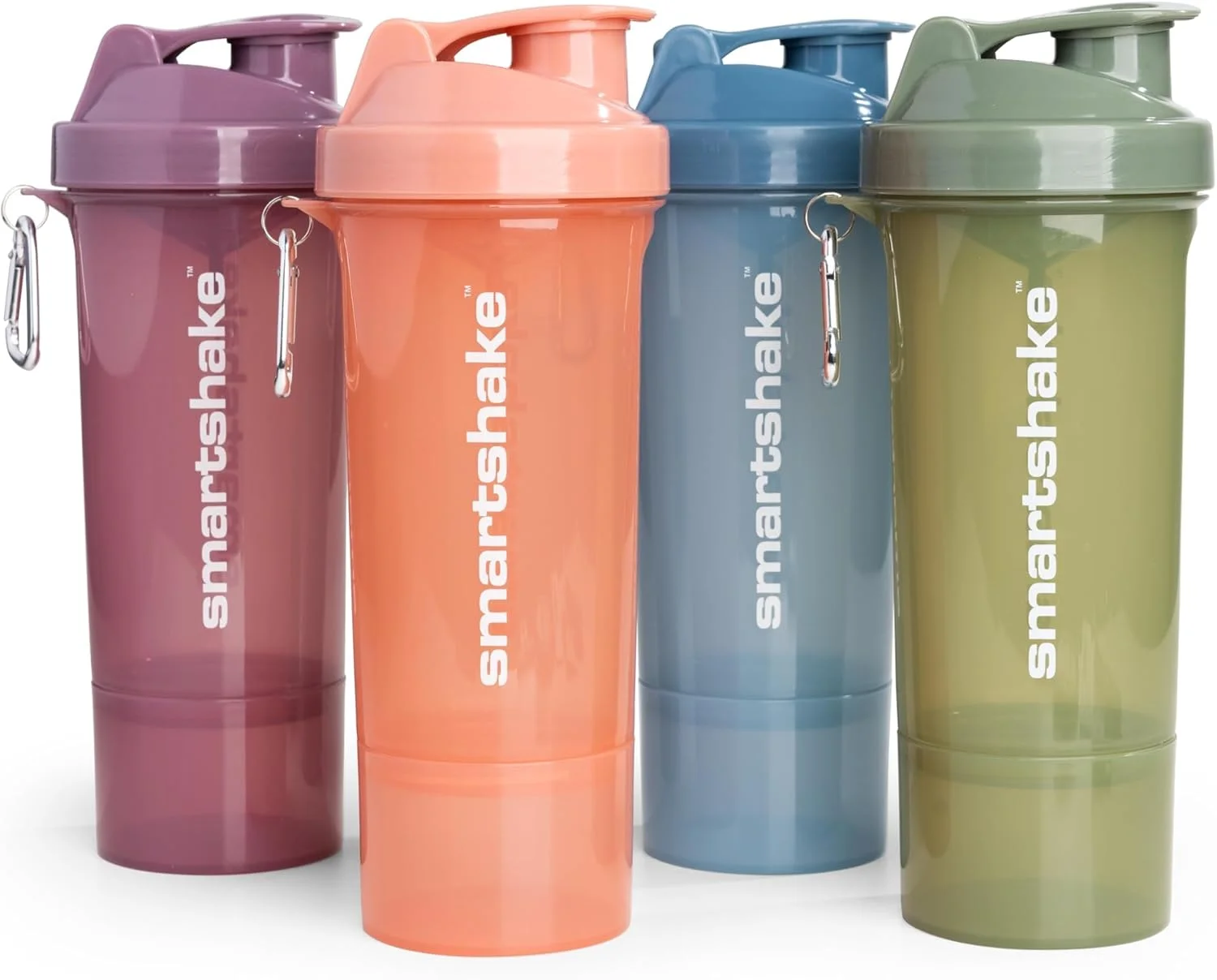 قمقمه شیکر پروتئین Smartshake برای مخلوط کردن پروتئین - بسته 4 عددی - 400 میلی لیتر | فنجان های شیکر ضد نشت برای شیک های پروتئینی | شیکر مخلوط کن | بسته قمقمه شیکر پروتئین | ظرف نگهداری - چند رنگ