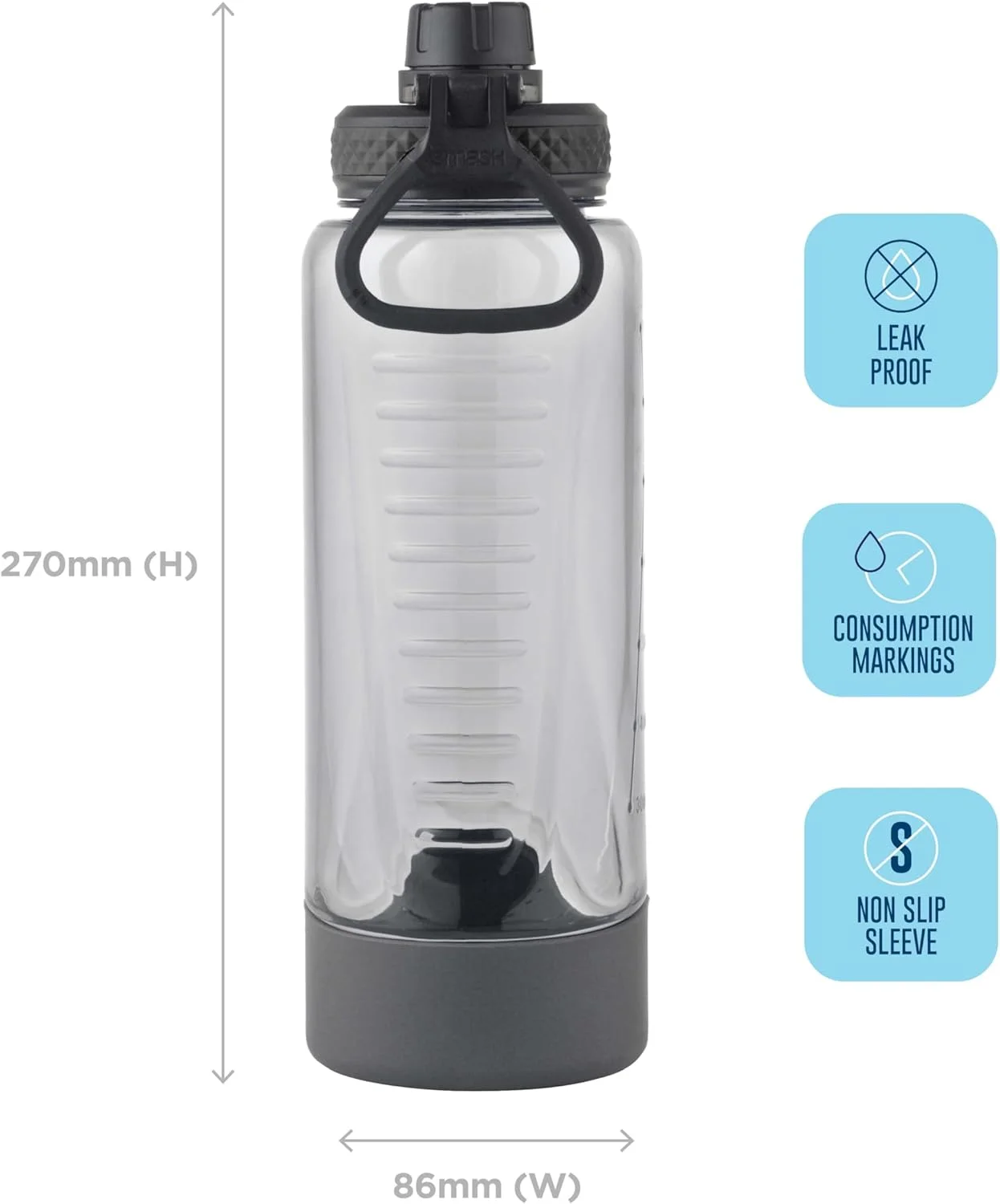 بطری آب یک لیتری جریان آزاد اکتیو اسمش - مشکی بطری آب یک لیتری جریان آزاد اکتیو اسمش - مشکی