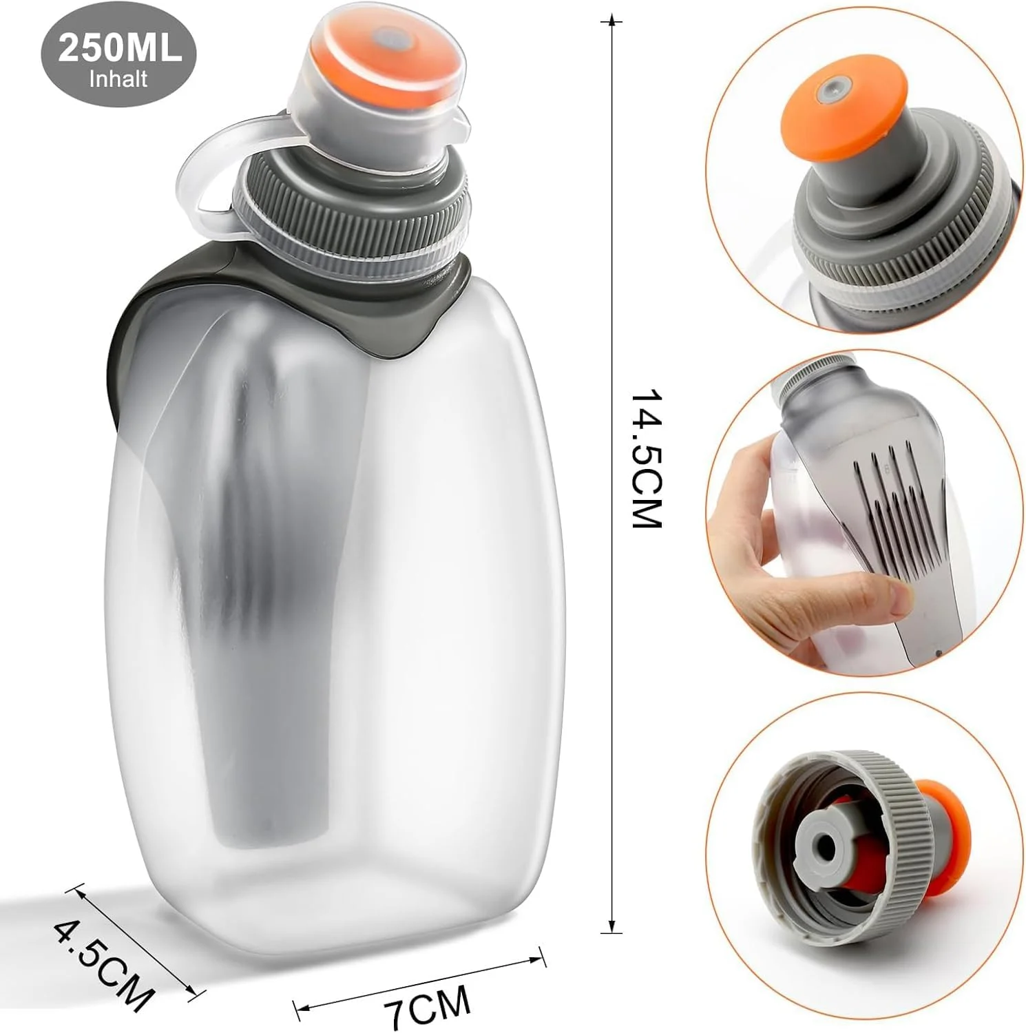 بطری آب ورزشی 250 میلی لیتری، بطری آب قابل حمل، ضد نشت، ایده آل برای دویدن، پیاده روی، دوچرخه سواری بطری آب ورزشی 250 میلی لیتری، بطری آب قابل حمل، ضد نشت، ایده آل برای دویدن، پیاده روی، دوچرخه سواری