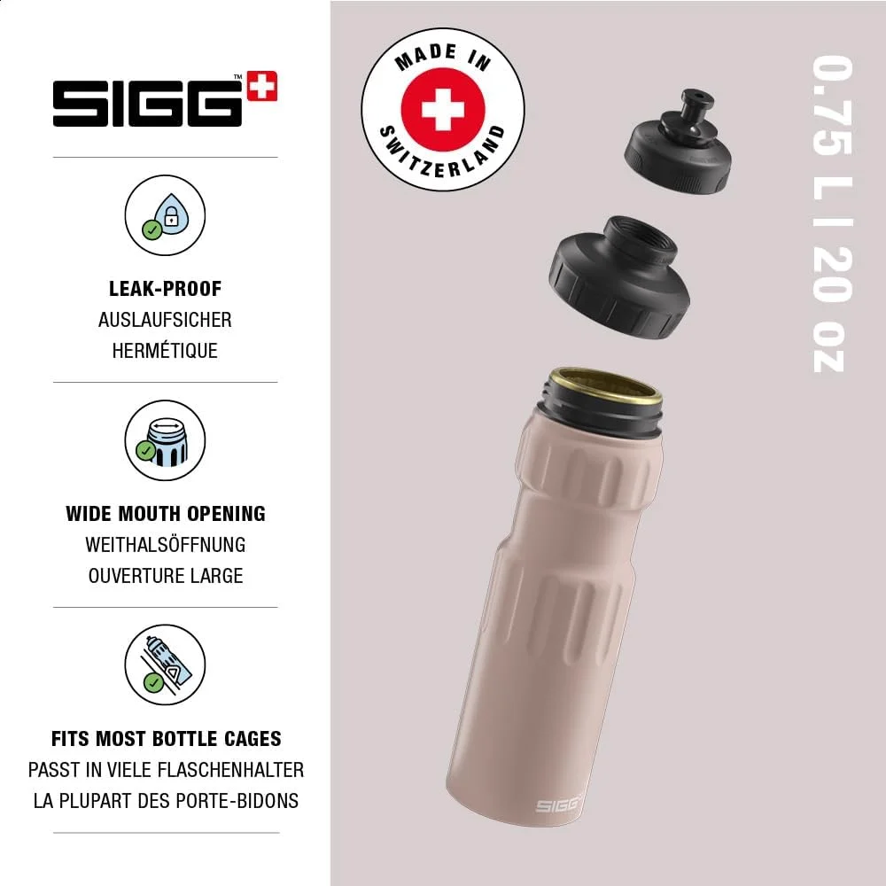 قمقمه آب آلومینیومی دوچرخه SIGG - مدل WMB Sports Dusk - دارای درب ورزشی 3 حالته - دارای گواهی Climate Partner - ضد نشت - فوق العاده سبک - فاقد BPA - لوازم جانبی ورزشی و دوچرخه - Dusk - ظرفیت 0.75 لیتر