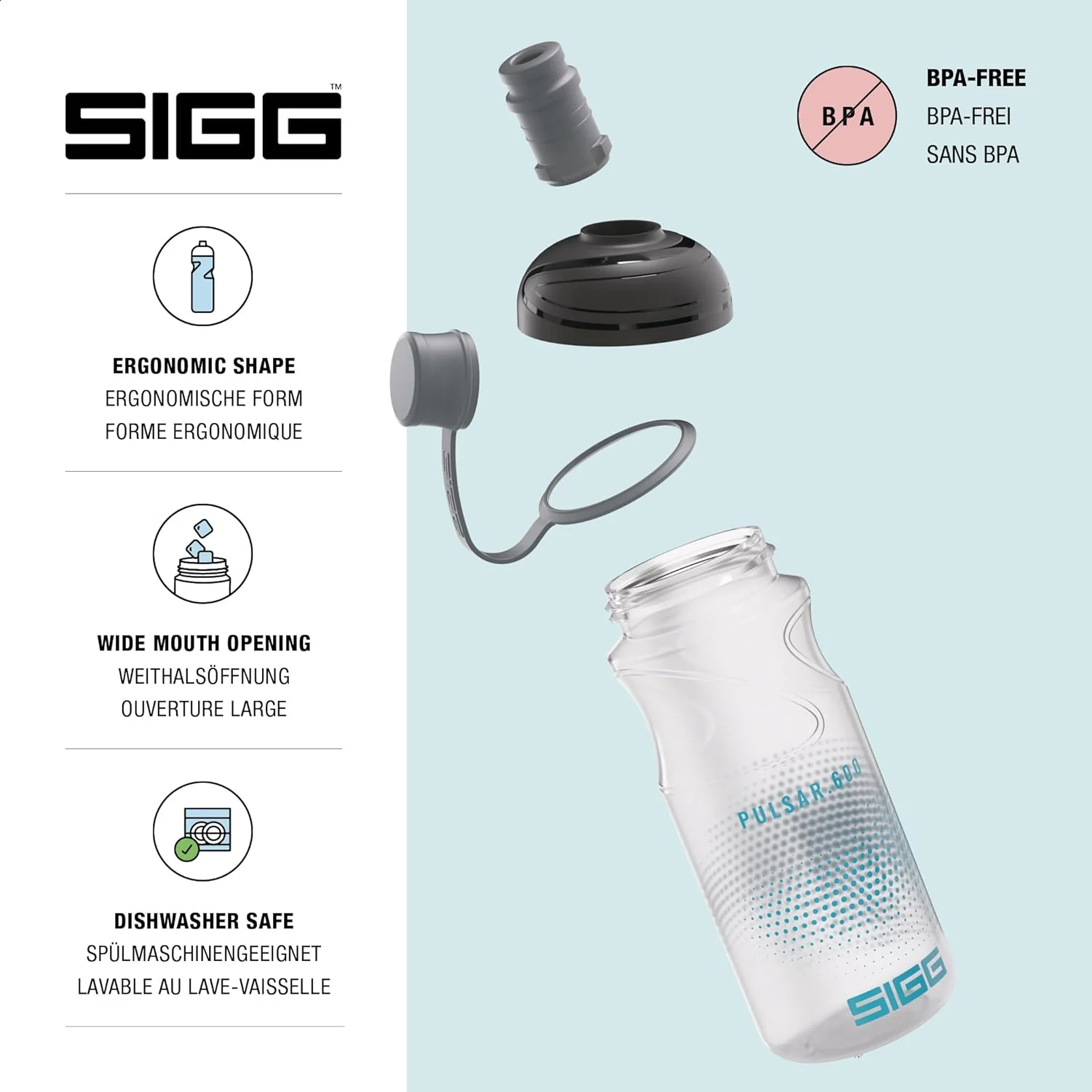 قمقمه آب دوچرخه سواری SIGG - مدل Pulsar Transparent - فشاری - قابل شستشو در ماشین ظرفشویی - فوق سبک - ضد نشت - بدون BPA - لوازم جانبی ورزشی و دوچرخه - شفاف - 0.6 لیتر قمقمه آب دوچرخه سواری SIGG - مدل Pulsar Transparent - فشاری - قابل شستشو در ماشین ظرفشویی - فوق سبک - ضد نشت - بدون BPA - لوازم جانبی ورزشی و دوچرخه - شفاف - 0.6 لیتر