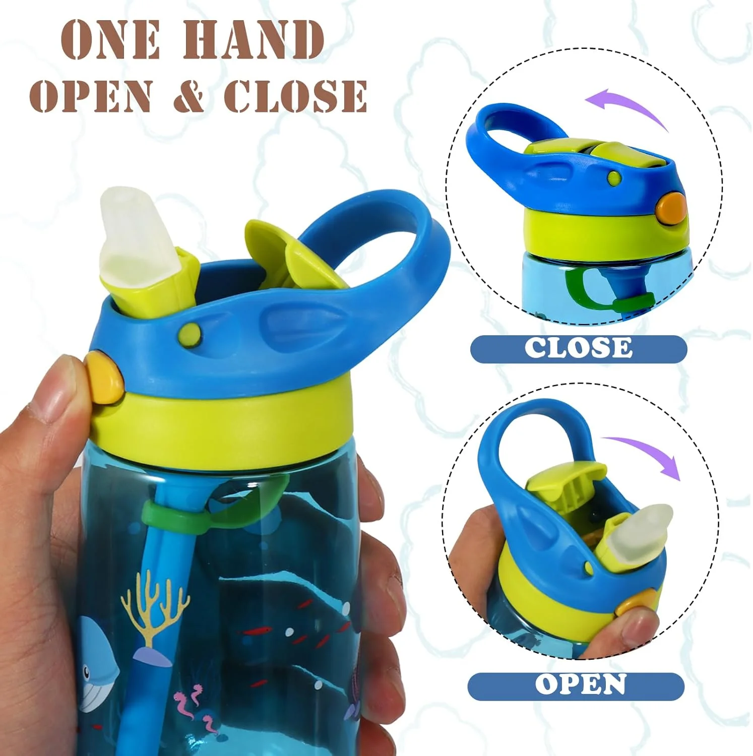 بطری آب کودک با نی، بطری نوشیدنی 480 میلی لیتری برای مدرسه، بطری ورزشی ضد نشت تریتان بدون BPA برای دختران پسر (نهنگ) بطری آب کودک با نی، بطری نوشیدنی 480 میلی لیتری برای مدرسه، بطری ورزشی ضد نشت تریتان بدون BPA برای دختران پسر (نهنگ)