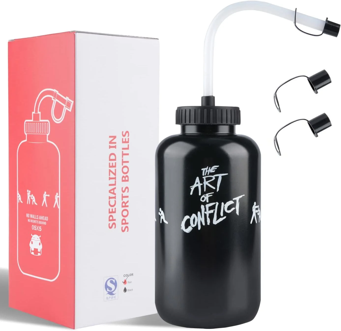 بطری آب نی دار بلند شوک، مناسب هاکی، بوکس، فوتبال، 1 لیتر، بدون BPA، ضد نشت، مناسب ورزش های بیسبال، لاکراس، دوچرخه سواری، ظرفیت بزرگ 1 لیتر - مشکی