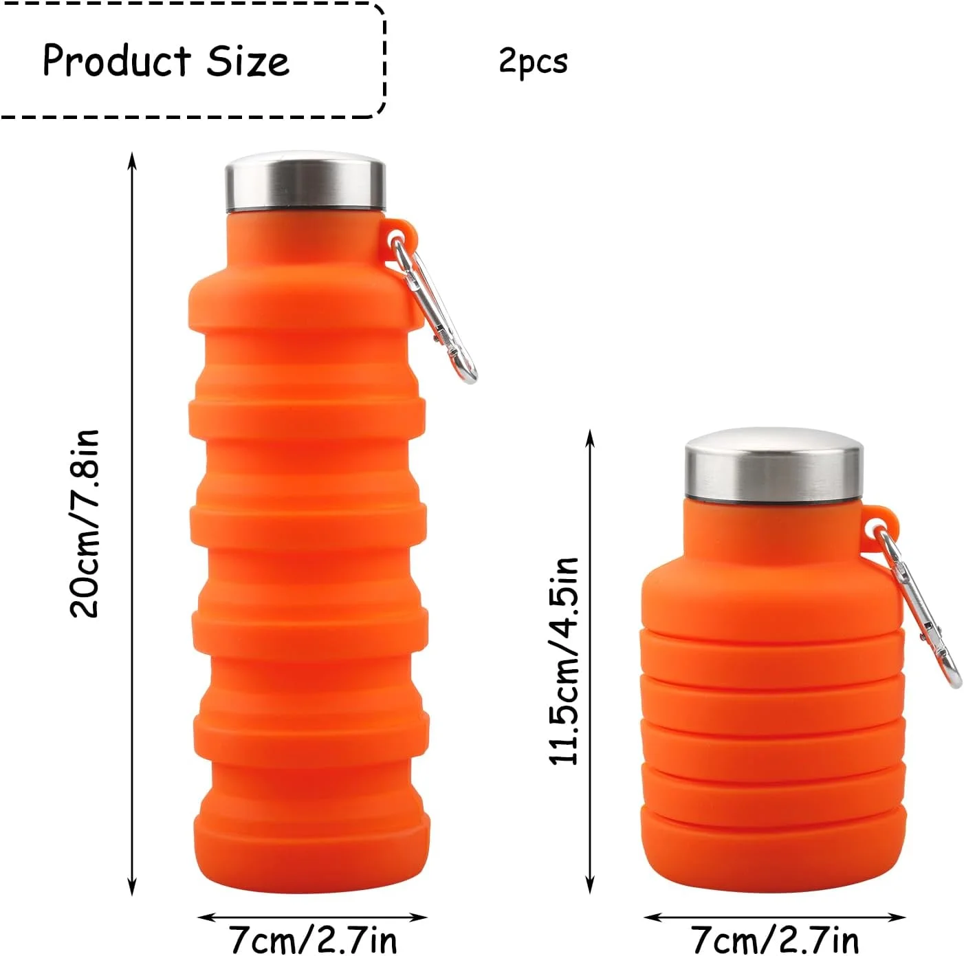 بطری آب سیلیکونی، بطری مسافرتی تاشو قابل حمل، بطری های ورزشی ضد نشت لوازم جانبی فضای باز برای پیاده روی، کمپینگ، دویدن (نارنجی) بطری آب سیلیکونی، بطری مسافرتی تاشو قابل حمل، بطری های ورزشی ضد نشت لوازم جانبی فضای باز برای پیاده روی، کمپینگ، دویدن (نارنجی)