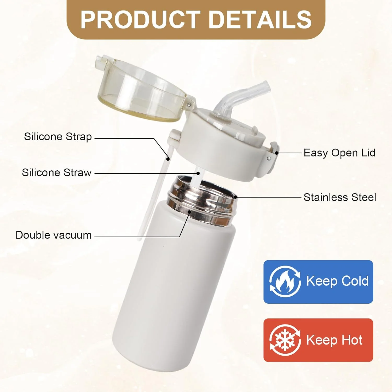 بطری نوشیدنی استیل ضد زنگ، 150 میلی لیتر، بطری آب با درب نی دار، استیل ضد زنگ 304، فلاسک عایق قابل حمل، ضد نشت، برای مدرسه، دوچرخه، ورزش، فضای باز - بدون BPA، خاکستری بطری نوشیدنی استیل ضد زنگ، 150 میلی لیتر، بطری آب با درب نی دار، استیل ضد زنگ 304، فلاسک عایق قابل حمل، ضد نشت، برای مدرسه، دوچرخه، ورزش، فضای باز - بدون BPA، خاکستری