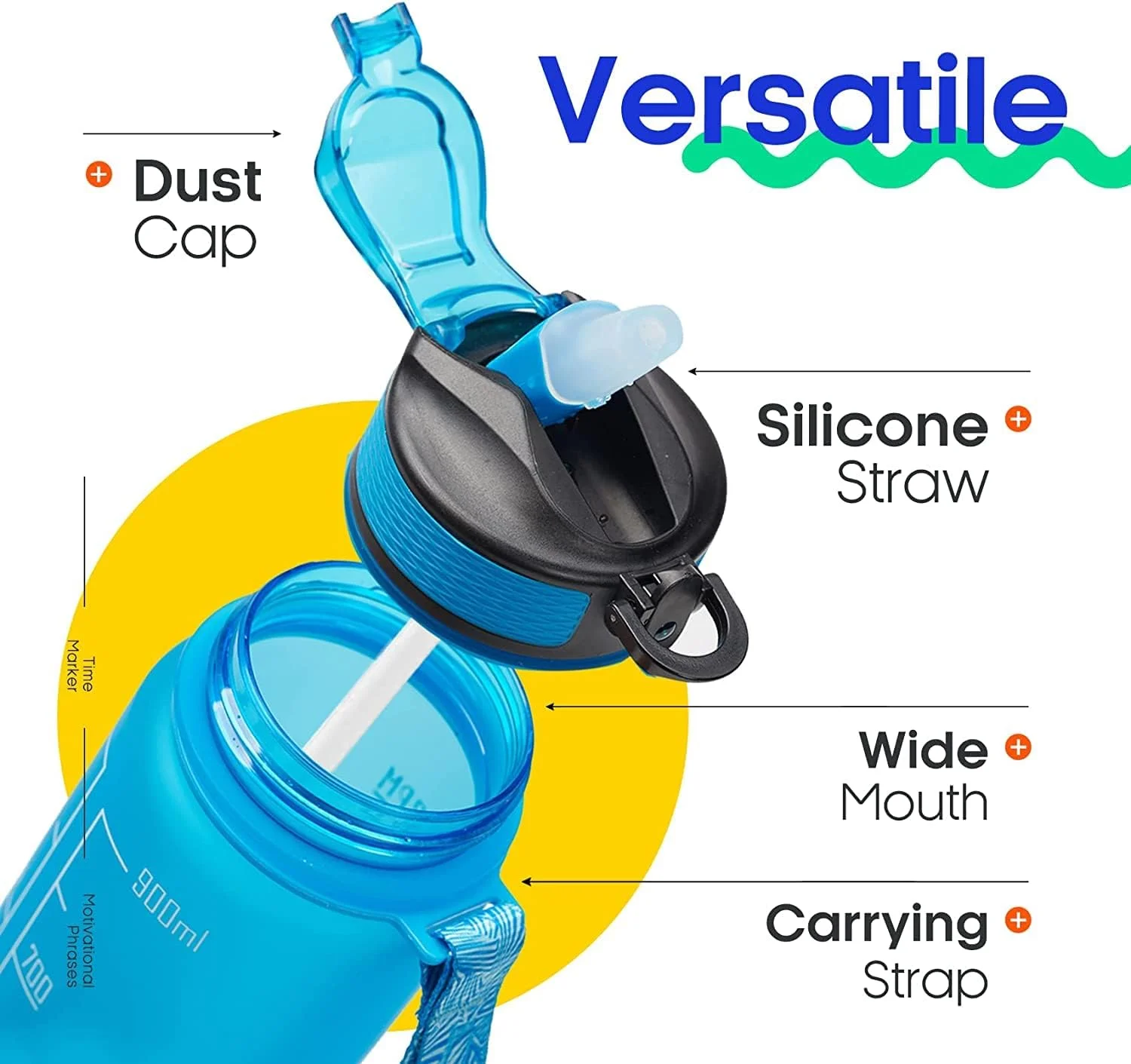 بطری آب 1 لیتری S2C برای کودکان، بطری آب انگیزشی 1 لیتری با نی، بطری آب ضد نشت با نشانگر زمان برای ورزش، مدرسه، باشگاه، دفتر (آبی آمبره) بطری آب 1 لیتری S2C برای کودکان، بطری آب انگیزشی 1 لیتری با نی، بطری آب ضد نشت با نشانگر زمان برای ورزش، مدرسه، باشگاه، دفتر (آبی آمبره)