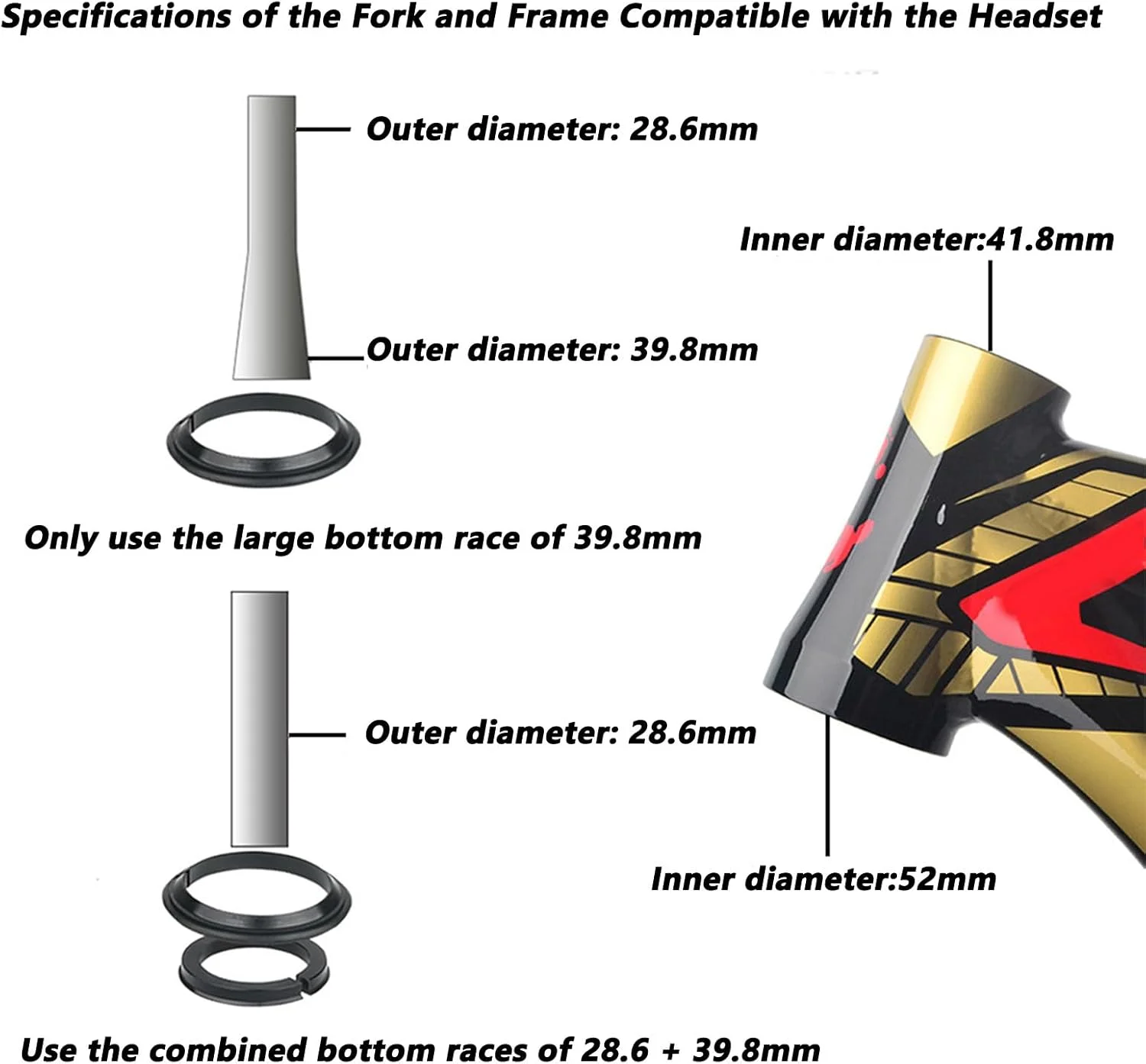 لوازم جانبی دوچرخه سواری: هدست های بدون رزوه دوچرخه کوهستان با بلبرینگ های مهر و موم شده برای دوشاخ جلو