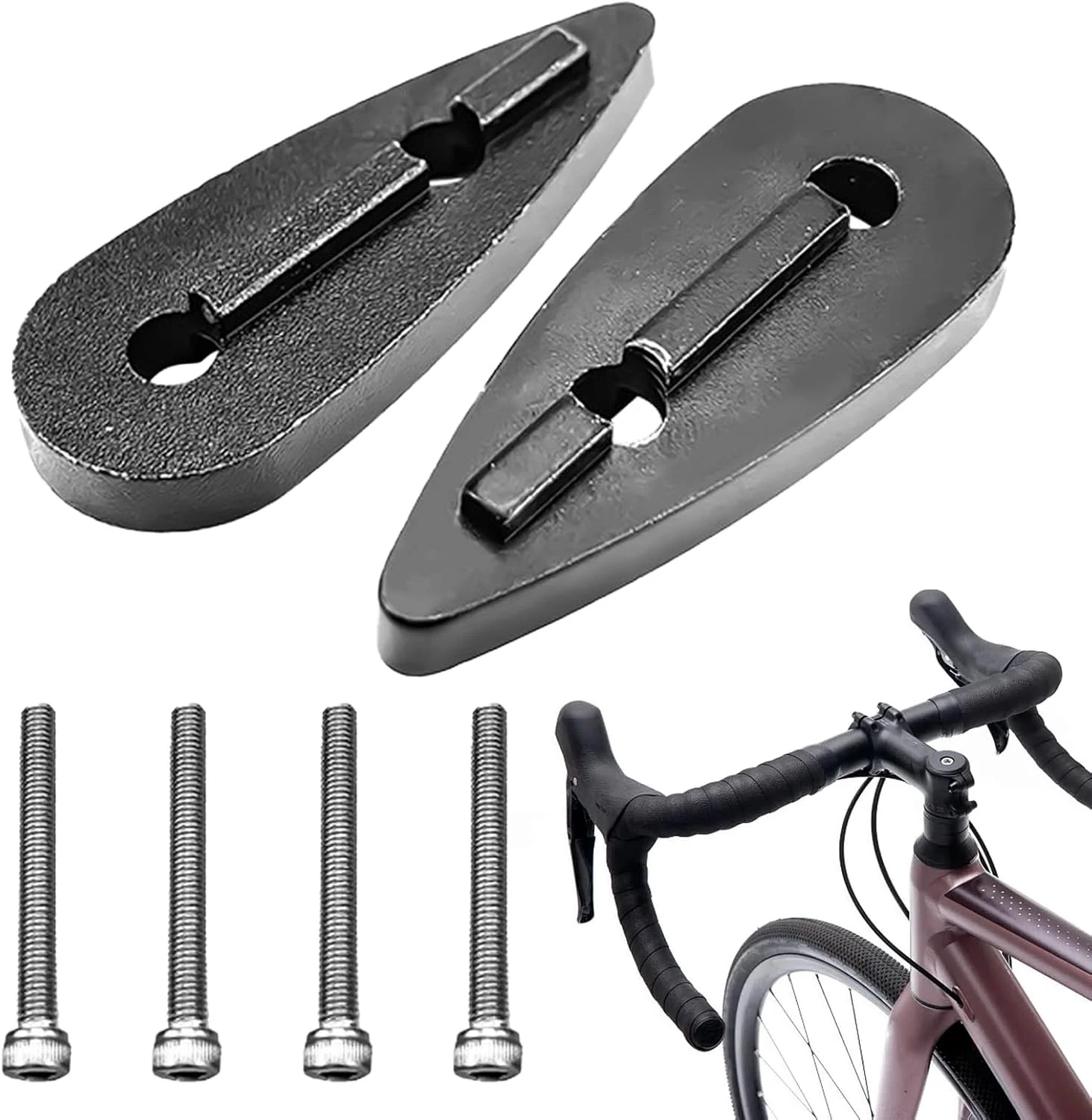 فاصله‌اندازهای میله فرمان دوچرخه، قطعات جایگزین میله فرمان فیبر کربنی، فاصله‌اندازهای میله فرمان دوچرخه - برای تعمیرات دوچرخه‌سواری جاده و کوهستان، گاراژ، کارگاه خانگی، دوچرخه‌سواران