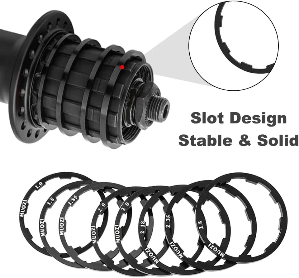 8 عدد واشر توپی چرخ دنده دوچرخه، واشر آلیاژ آلومینیومی توپی دوچرخه، واشر زیرین براکت دوچرخه برای دوچرخه کوهستان و جاده (1.0/1.5/1.85/2.0/2.0/2.18/2.35/2.5 میلی متر)