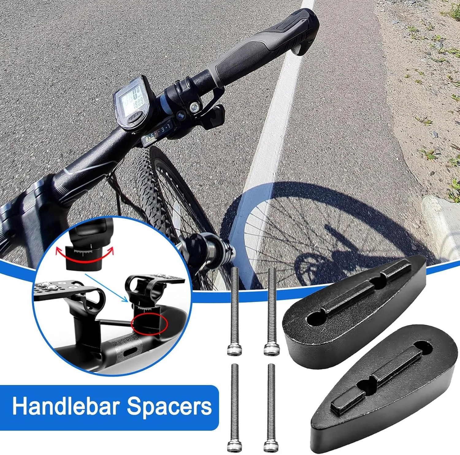 اسپیسر هدست دوچرخه - واشرهای فیبر کربنی - اسپیسرهای فرمان دوچرخه با استحکام بالا، مناسب برای تعمیرات دوچرخه های کوهستانی و جاده ای در کارگاه خانگی