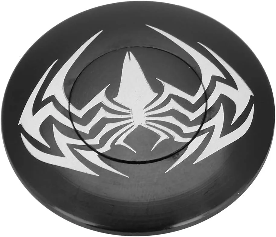 دربپوش کاسه فرمان دوچرخه گرد با طرح عنکبوت مشکی بادوام، درپوش منحصر به فرد کرپی دوچرخه برای دوچرخه های کوهستانی، نصب آسان برای علاقه مندان، ساخته شده از آلیاژ آلومینیوم ()