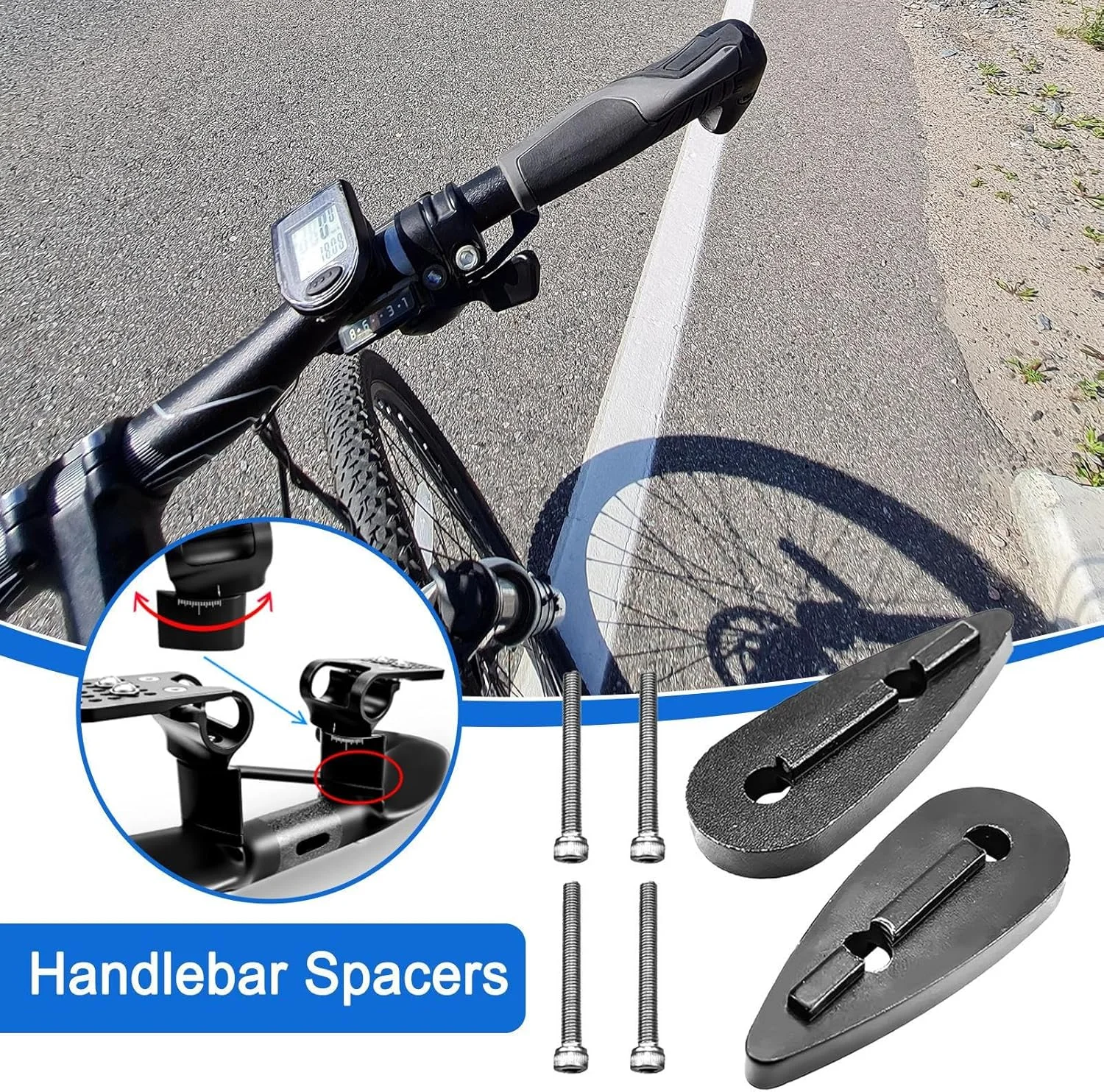 فاصله‌اندازهای فرمان، قطعات جایگزین میله فرمان دوچرخه فیبر کربنی | فاصله‌اندازهای فرمان دوچرخه با استحکام بالا، برای تعمیرات جاده‌ای و کوهستانی، گاراژ، کارگاه خانگی، دوچرخه‌سواران