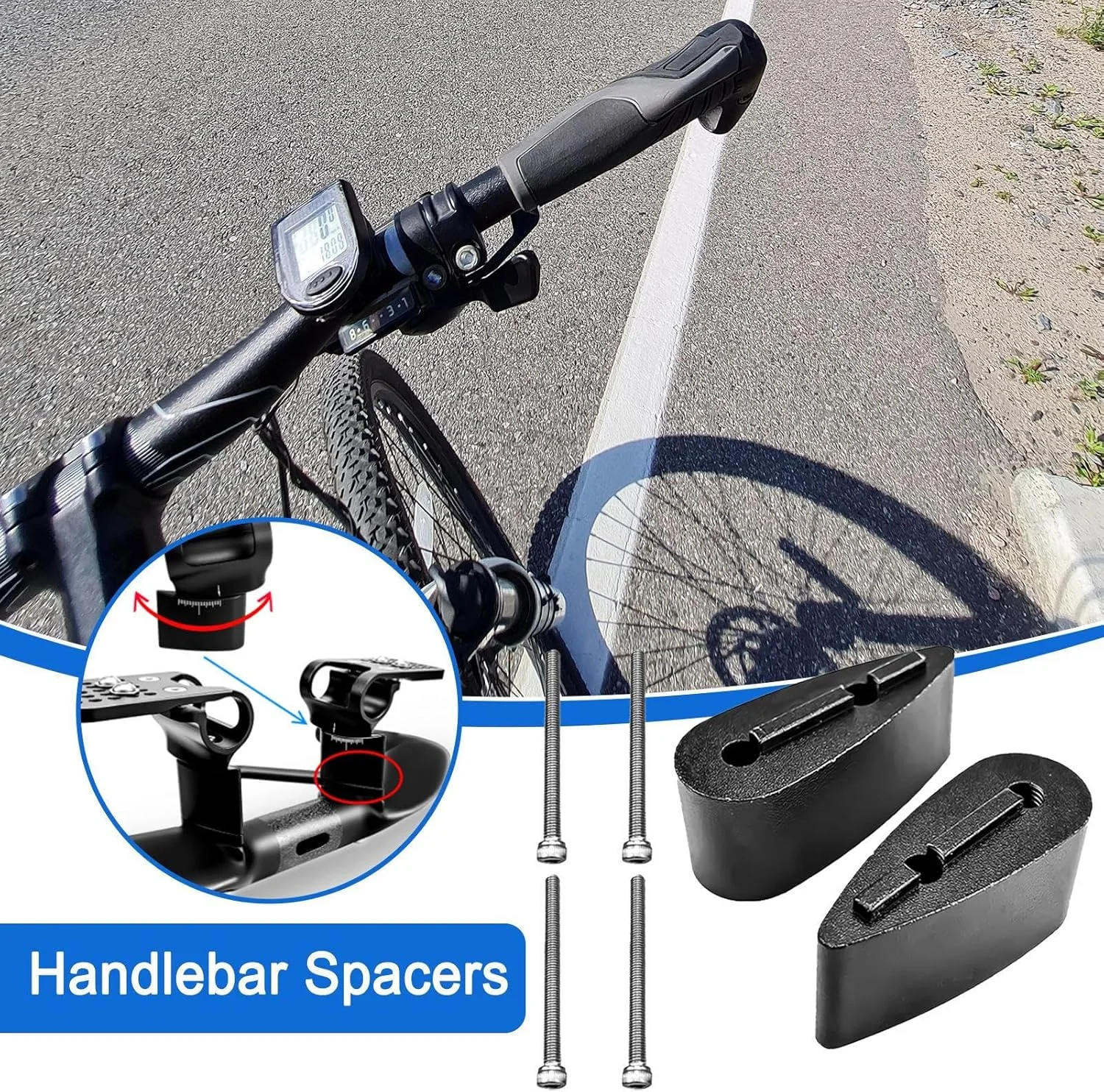 فاصله‌اندازهای دسته فرمان، قطعات جایگزین فیبر کربنی - فاصله‌اندازهای فرمان دوچرخه با استحکام بالا، برای تعمیرات جاده‌ای و کوهستانی، گاراژ، کارگاه خانگی، دوچرخه‌سواران