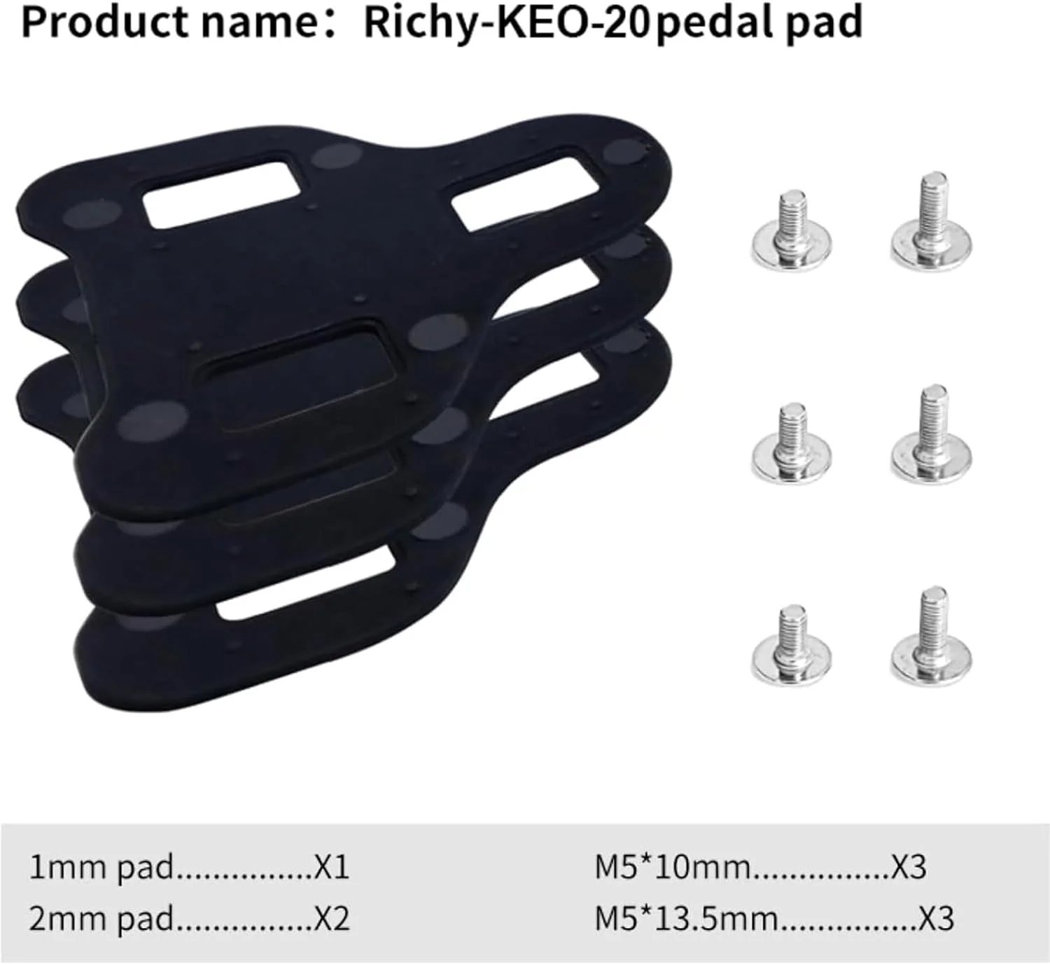 مجموعه فاصله‌اندازهای کفش دوچرخه‌سواری HARY برای سیستم‌های Shimano SPD-SL و LOOK KEO – فاصله‌اندازهای پدال قابل انباشت 1 و 2 میلی‌متری به همراه پیچ‌های M5 (10 و 13.5 میلی‌متری) – آداپتور کفش دوچرخه‌سواری برای کفش‌های کورسی