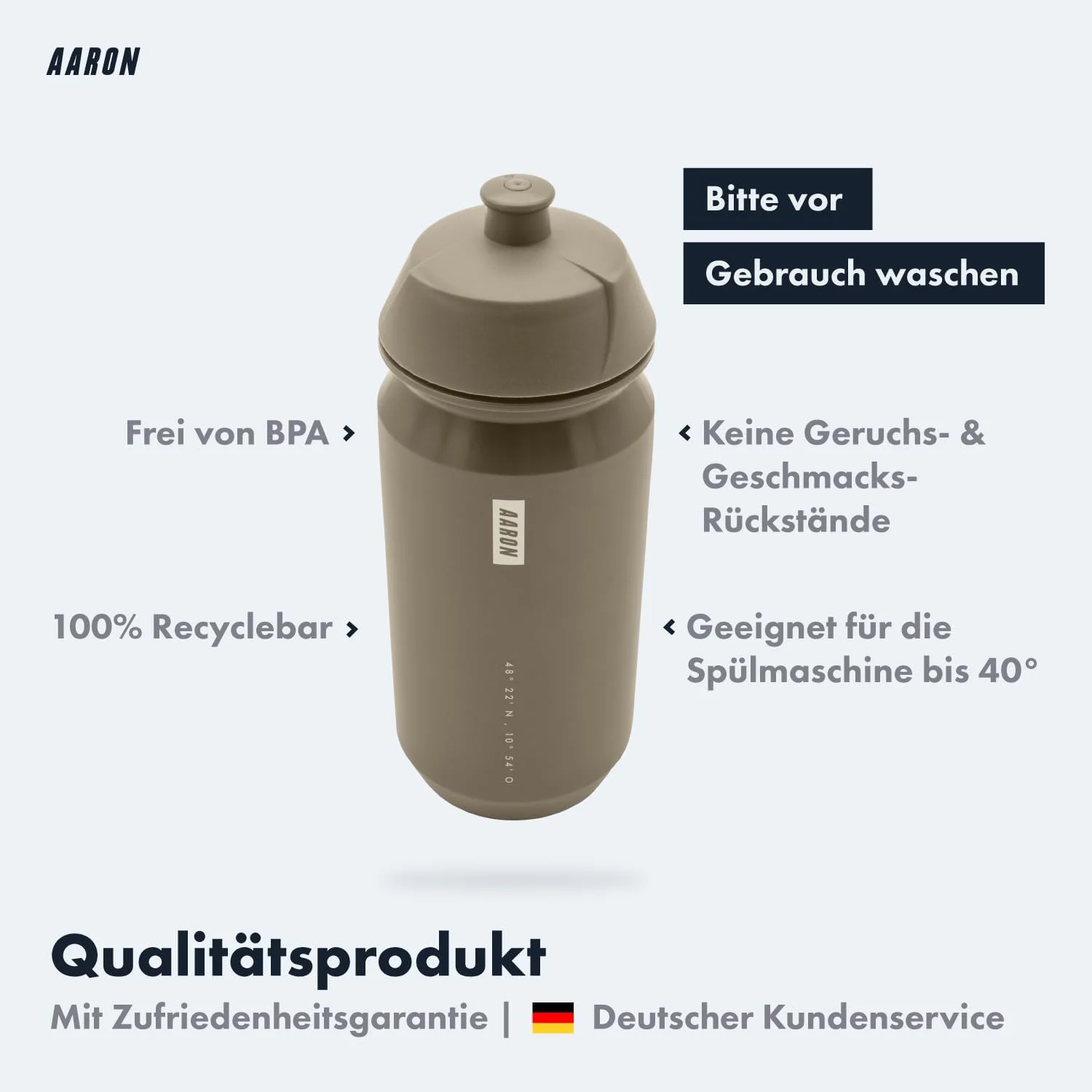 بطری آب AARON ECO، 100% تجزیهپذیر، 500 میلیلیتر، سبک و ضد نشت، بطری آب کاربردی بدون BPA برای ورزش، تناسب اندام، پیادهروی، فضای باز، رنگ بژ بطری آب AARON ECO، 100% تجزیهپذیر، 500 میلیلیتر، سبک و ضد نشت، بطری آب کاربردی بدون BPA برای ورزش، تناسب اندام، پیادهروی، فضای باز، رنگ بژ