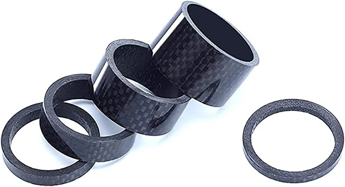 واشر اسپیسر هدست دوچرخه KASTWAVE فیبر کربن کامل مناسب برای دوشاخ 1 1/8 اینچ سازگار با دوچرخه های کوهستانی و جاده ای (4 عدد)