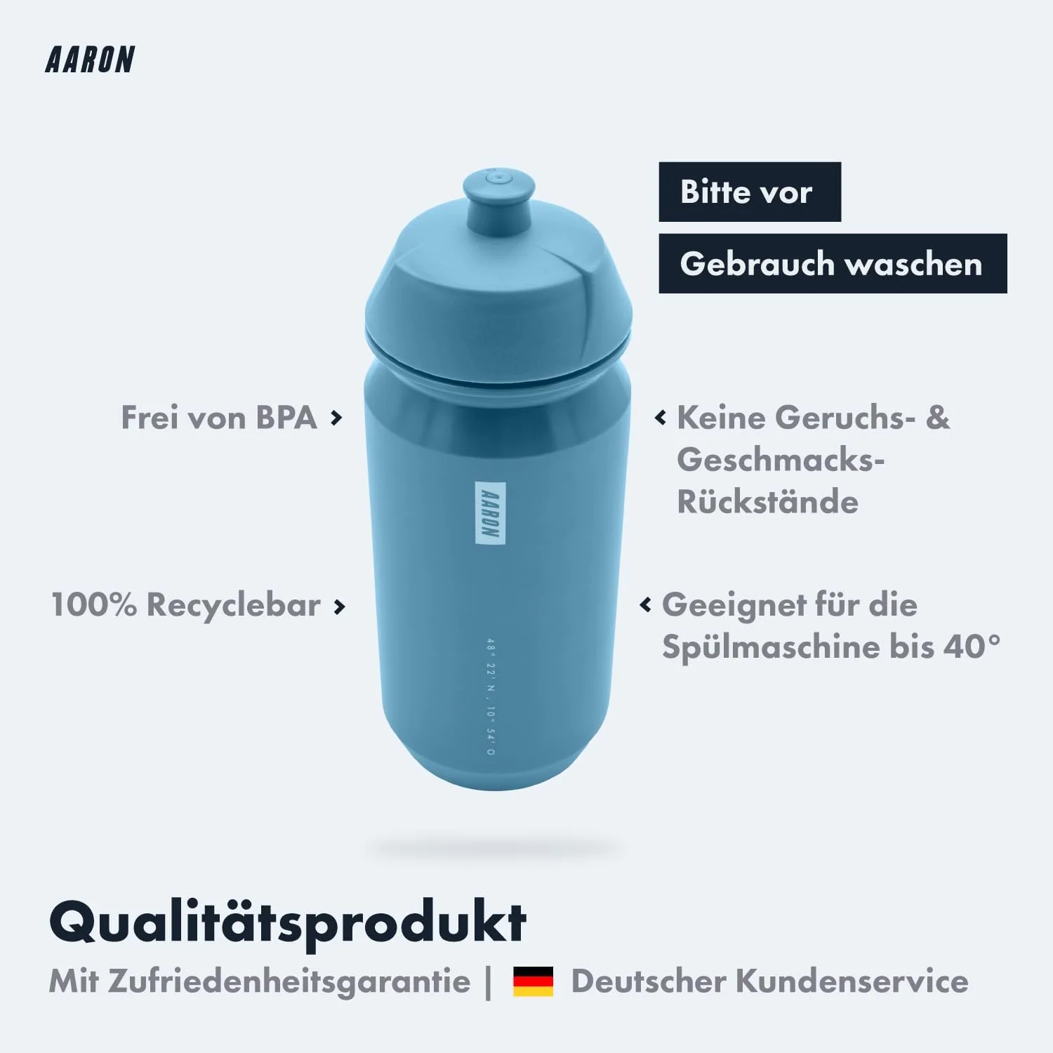 بطری آب AARON ECO، 100% تجزیهپذیر، 500 میلیلیتر، سبک و ضد نشت، بطری آب کاربردی بدون BPA برای ورزش، تناسب اندام، پیادهروی، فضای باز - آبی بطری آب AARON ECO، 100% تجزیهپذیر، 500 میلیلیتر، سبک و ضد نشت، بطری آب کاربردی بدون BPA برای ورزش، تناسب اندام، پیادهروی، فضای باز - آبی