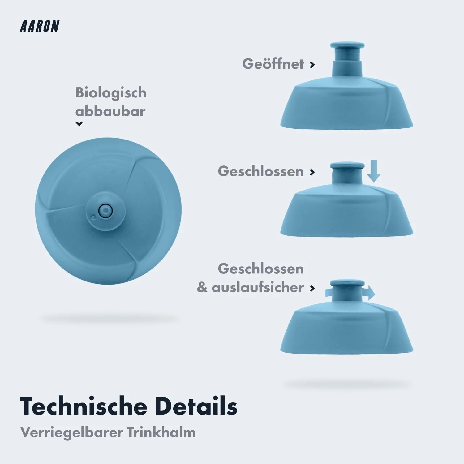 بطری آب AARON ECO، 100% تجزیهپذیر، 500 میلیلیتر، سبک و ضد نشت، بطری آب کاربردی بدون BPA برای ورزش، تناسب اندام، پیادهروی، فضای باز - آبی بطری آب AARON ECO، 100% تجزیهپذیر، 500 میلیلیتر، سبک و ضد نشت، بطری آب کاربردی بدون BPA برای ورزش، تناسب اندام، پیادهروی، فضای باز - آبی