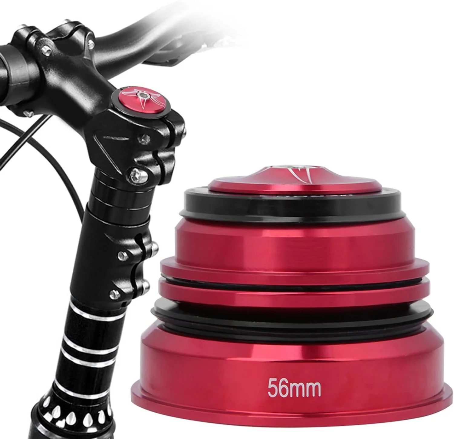 هدست مخروطی دوچرخه Sorandy 44mm-56mm، بلبرینگ آلیاژ آلومینیوم برای اکثر دوچرخه ها با لوله سر 56mm و دوشاخ جلو 28.6mm، گرد و غبار را دور نگه می دارد