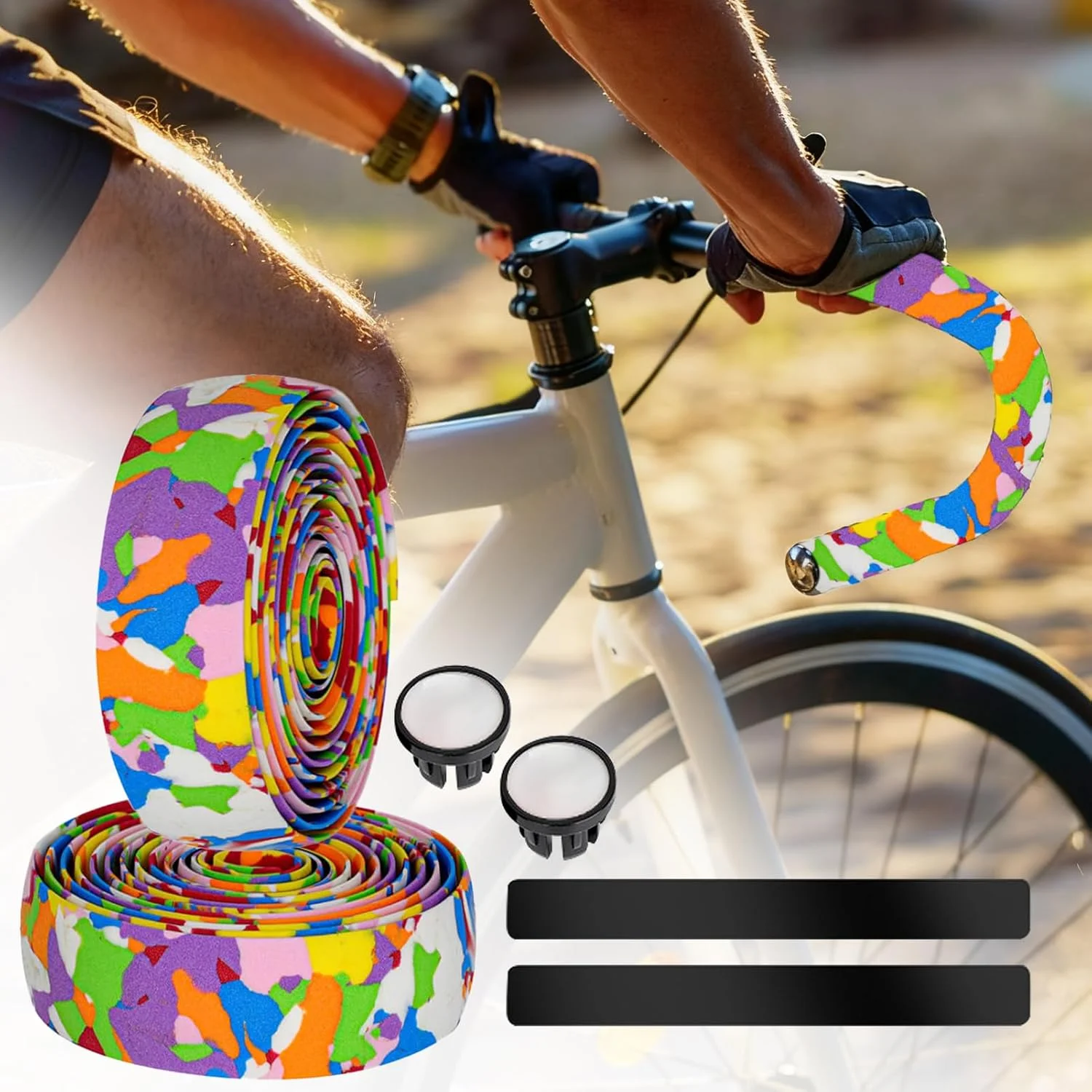 نوار فرمان - گریپ EVA جاذب ضربه | نوار فرمان دوچرخه کورسی | برای ارتقاء راحتی، نصب، کاهش لرزش و موتورسواری نوار فرمان - گریپ EVA جاذب ضربه | نوار فرمان دوچرخه کورسی | برای ارتقاء راحتی، نصب، کاهش لرزش و موتورسواری