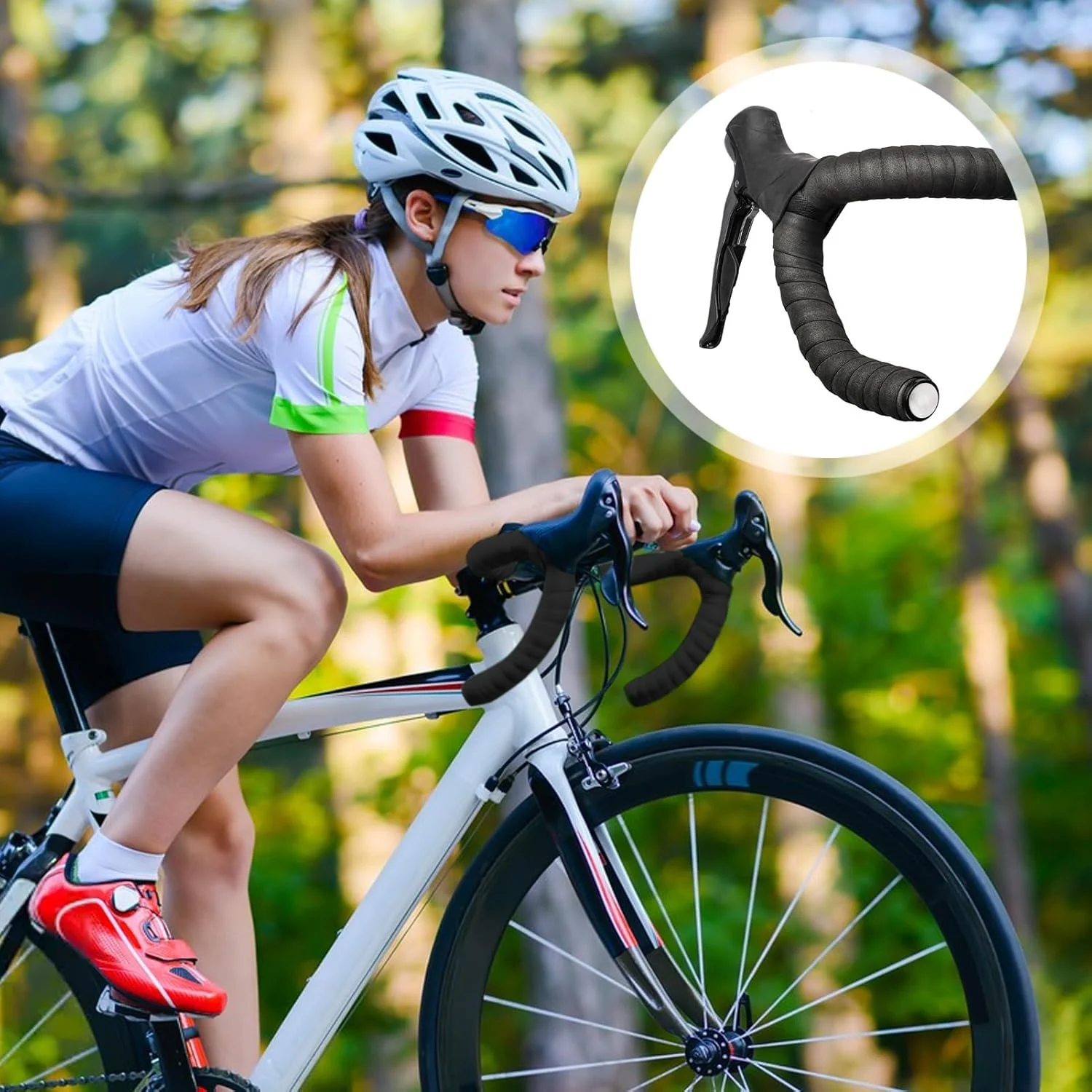 نوار فرمان برای دوچرخه کورسی - گریپ EVA جاذب ضربه - نوار گریپ دوچرخه | برای کاهش لرزش، موتورسواری، نصب آسان، ارتقاء راحتی