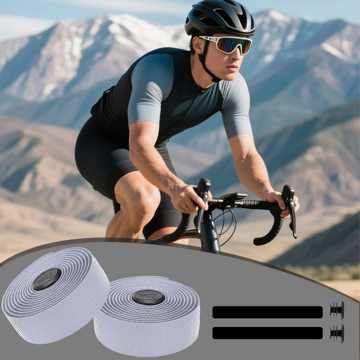 نوار فرمان برای دوچرخه کورسی - نوار فرمان دوچرخه سواری با چسبندگی راحت و جاذب ضربه | نوار فرمان تجهیزات ورزشی، برای سواری راحت و افزایش چسبندگی در روزهای بارانی