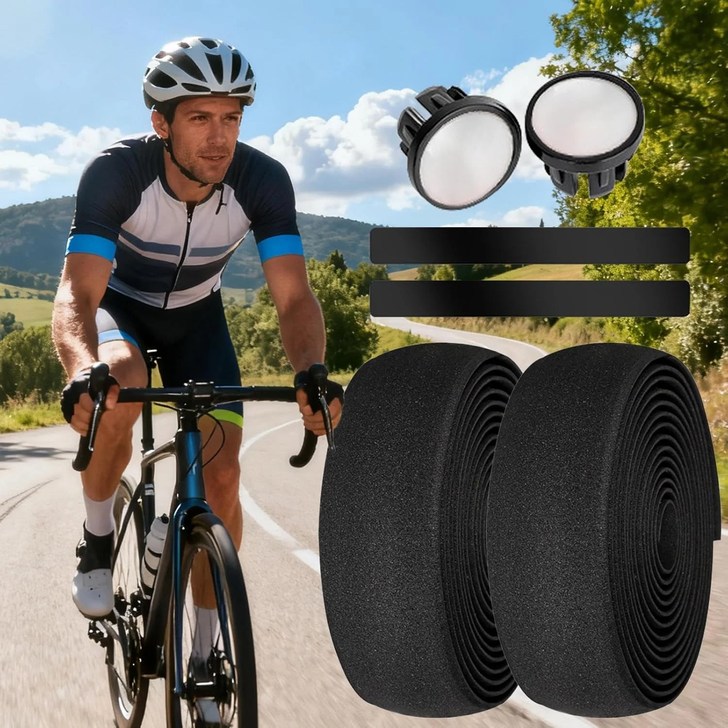 نوار فرمان برای دوچرخه کورسی - گریپ EVA جاذب ضربه - نوار فرمان دوچرخه کورسی، برای ارتقاء راحتی نصب موتورسواری، میرایی لرزش نوار فرمان برای دوچرخه کورسی - گریپ EVA جاذب ضربه - نوار فرمان دوچرخه کورسی، برای ارتقاء راحتی نصب موتورسواری، میرایی لرزش
