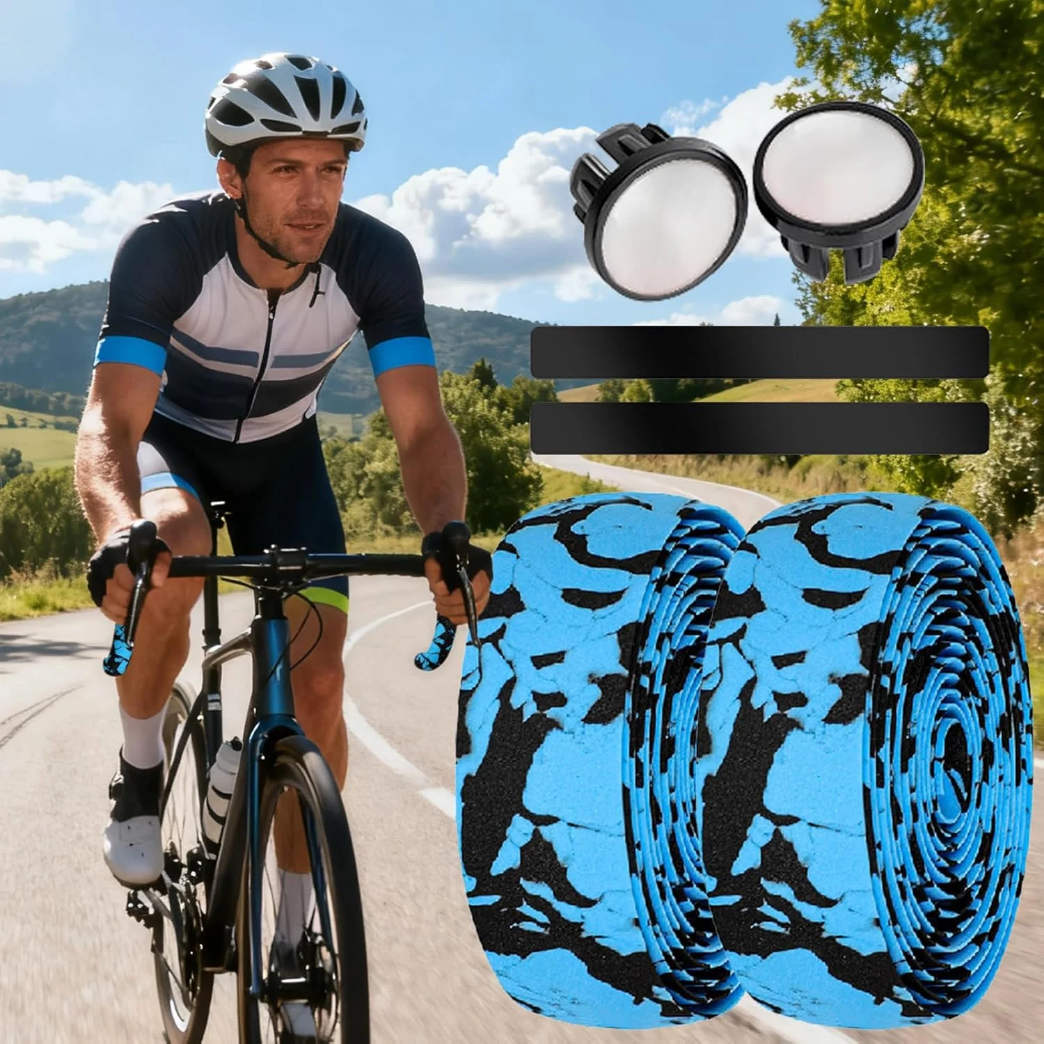 نوار فرمان دوچرخه - گریپ EVA جاذب شوک، نوار فرمان دوچرخه کورسی، برای کاهش ارتعاش، نصب راحت و ارتقاء سواری نوار فرمان دوچرخه - گریپ EVA جاذب شوک، نوار فرمان دوچرخه کورسی، برای کاهش ارتعاش، نصب راحت و ارتقاء سواری